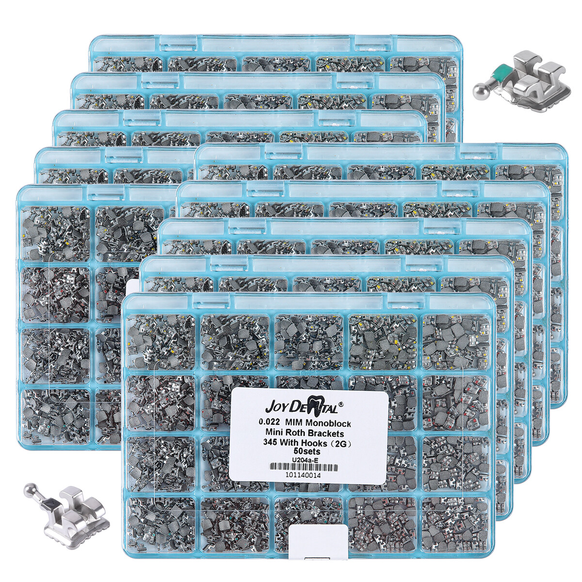 AZDENT Dental Orthodontic MIM Monoblock Brackets Brace MBT/Roth Hooks Mini 345