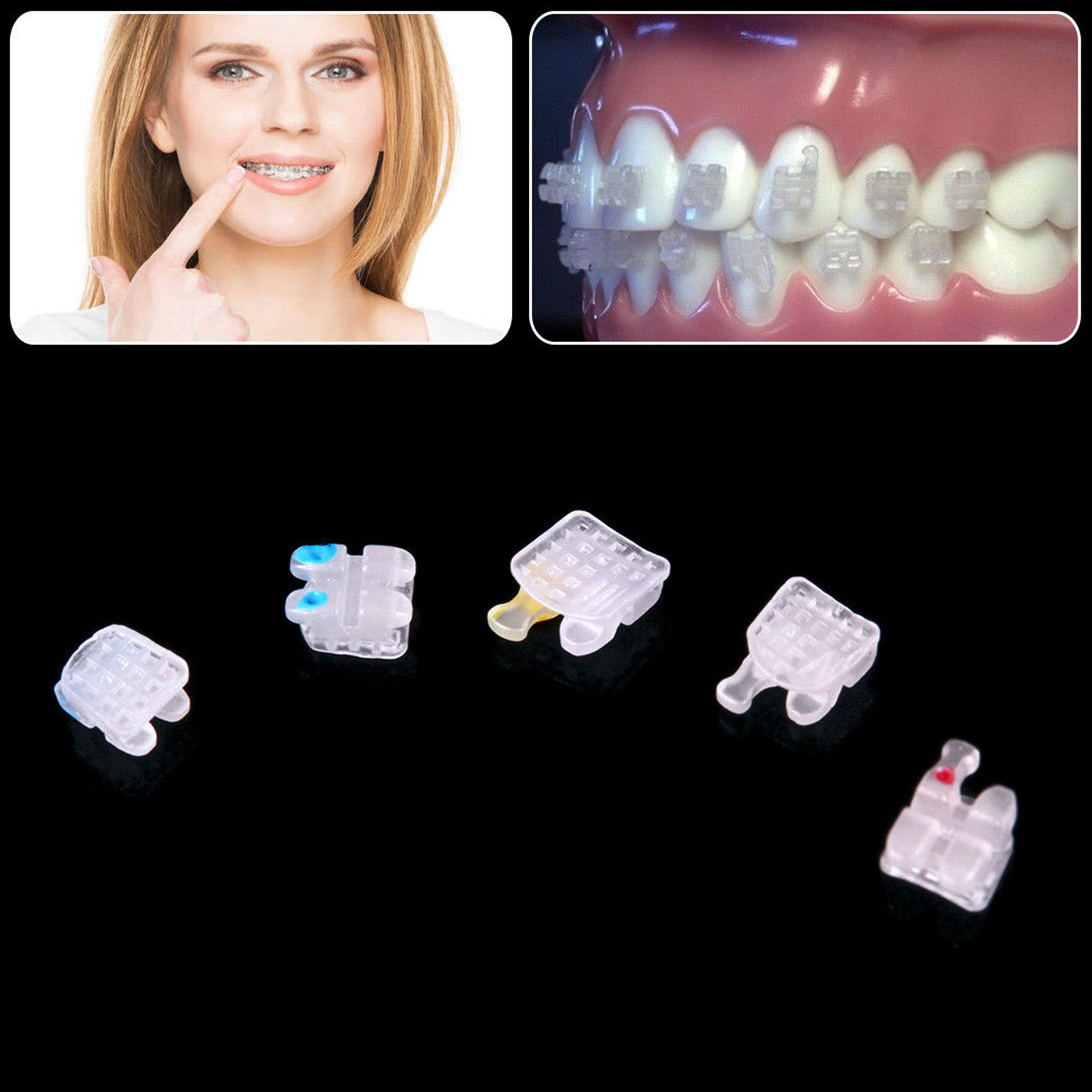 US 10 Pack Dental Ceramic Orthodontic Bracket Brace Roth 022 345 Hooks Mesh Base