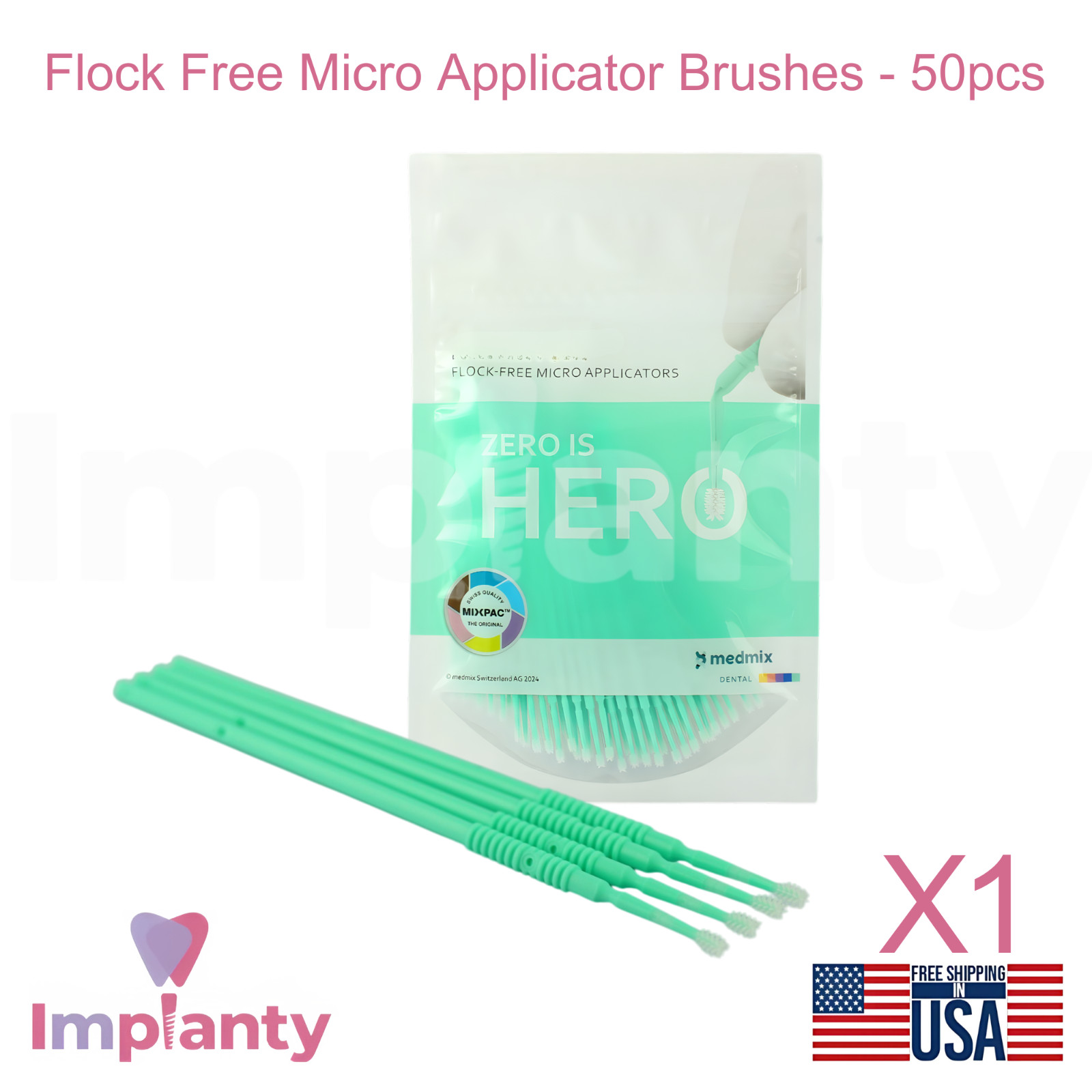 Micro Applicator Flock Free Brushes 50pcs Elastomer Bristles Material Placement