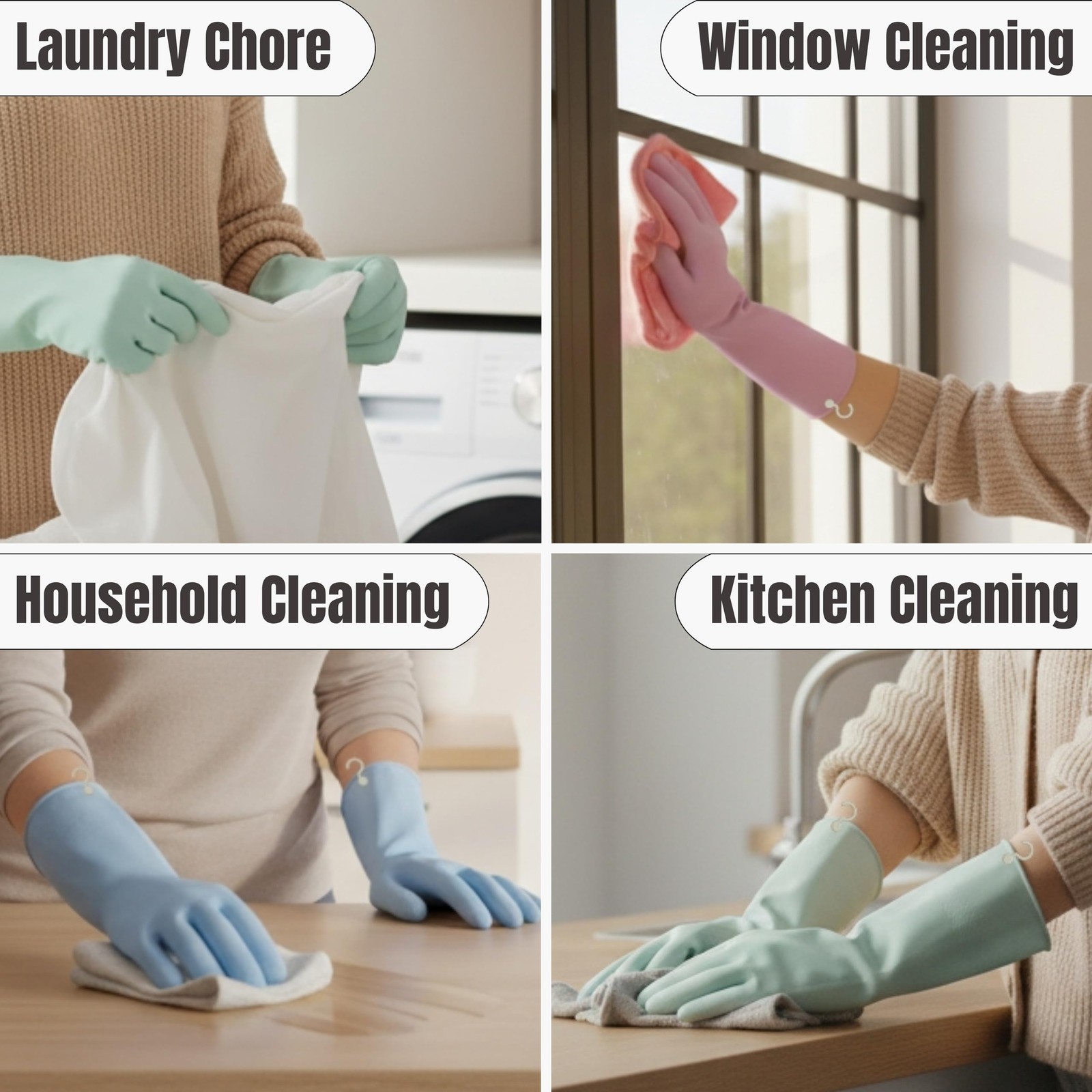 3 Pairs Dishwashing Gloves with Hanging Hooks – Reusable Cleaning Gloves for …