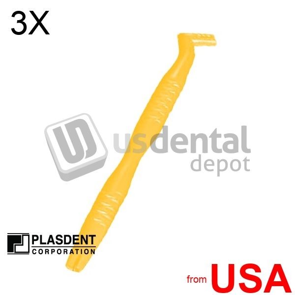 3X LOT of PLASDENT Universal Brush Handle Color: YELLOW-#8404HND-3 001-8404HND-Y