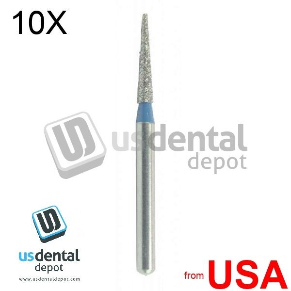 10X LOT of FG Diamond – 10pk burs TC-21 – 858-014M FG – Long Taper Point 100658