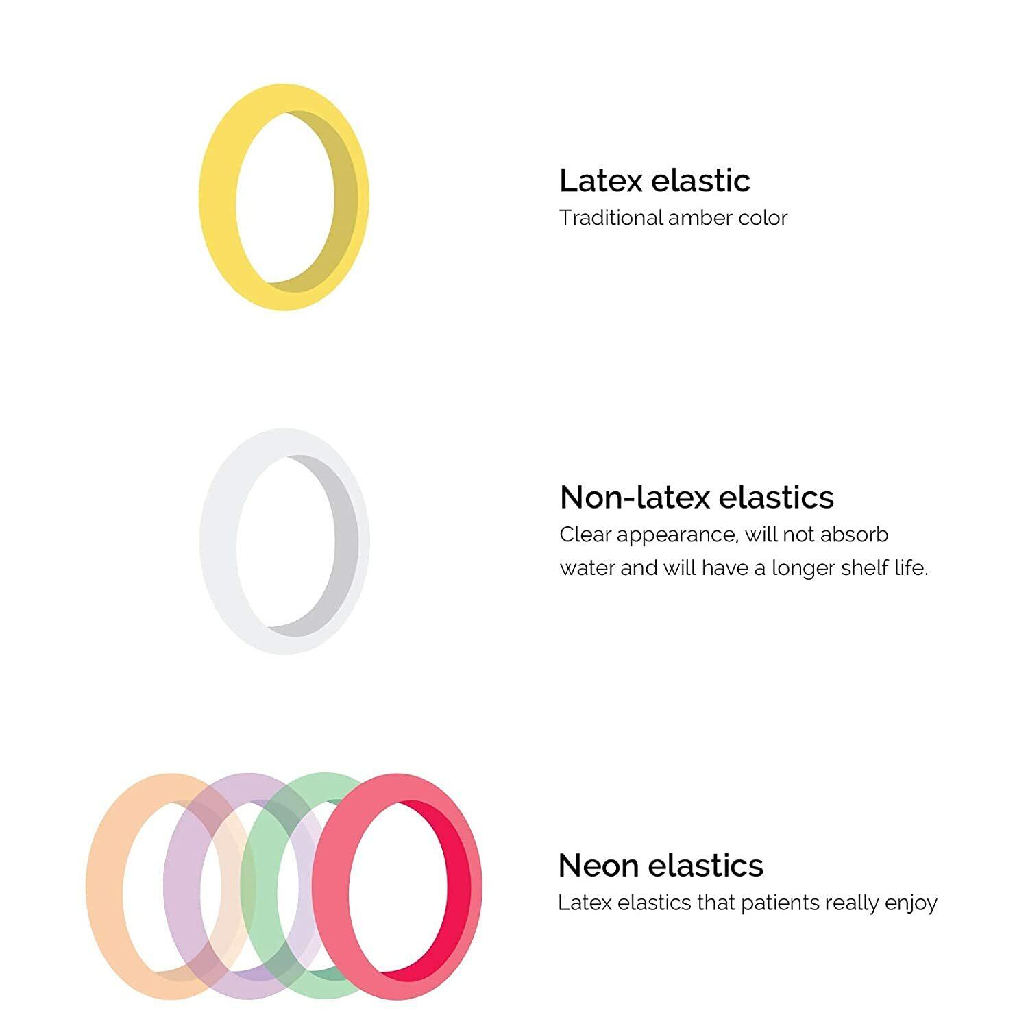 Dental Orthodontic Intraoral Elastic Latex Rubber Bands Light / Medium / Heavy