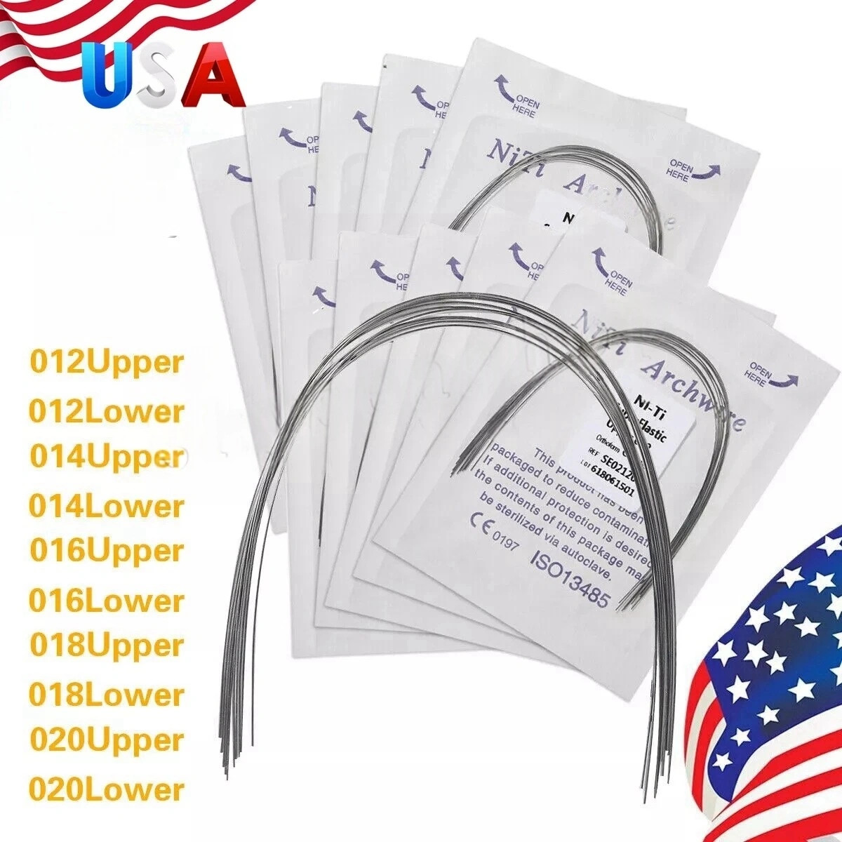 100 PCS dental orthodontic super elastic niti round arch wires Ovoid form 10 bag
