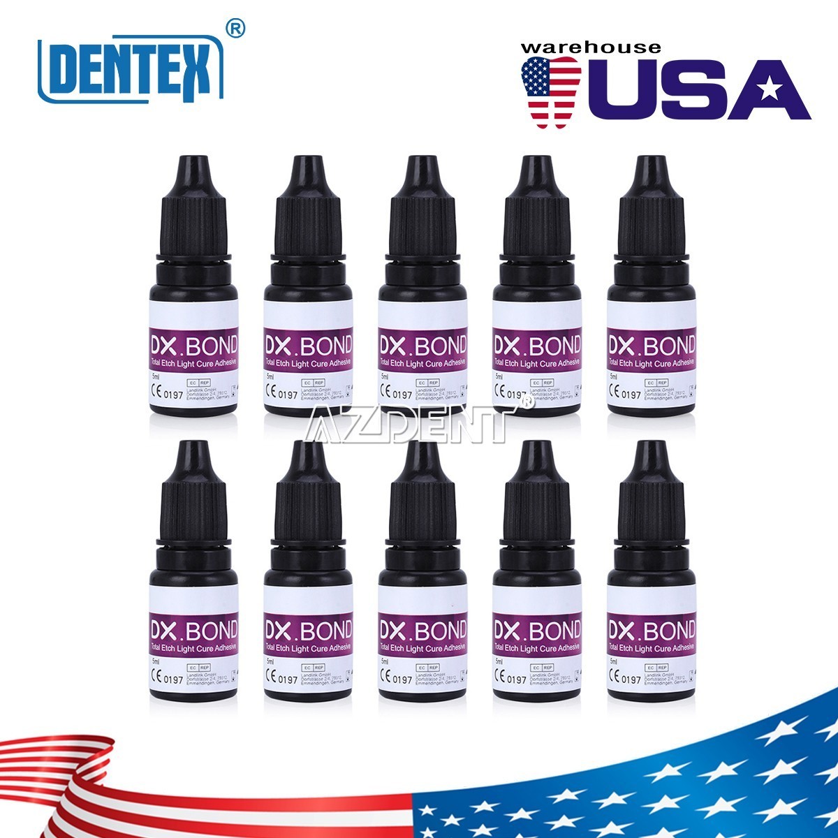 10X Dentex Dental Light Cure Dentin Enamel Bonding Resin Adhesive One Step 5mL
