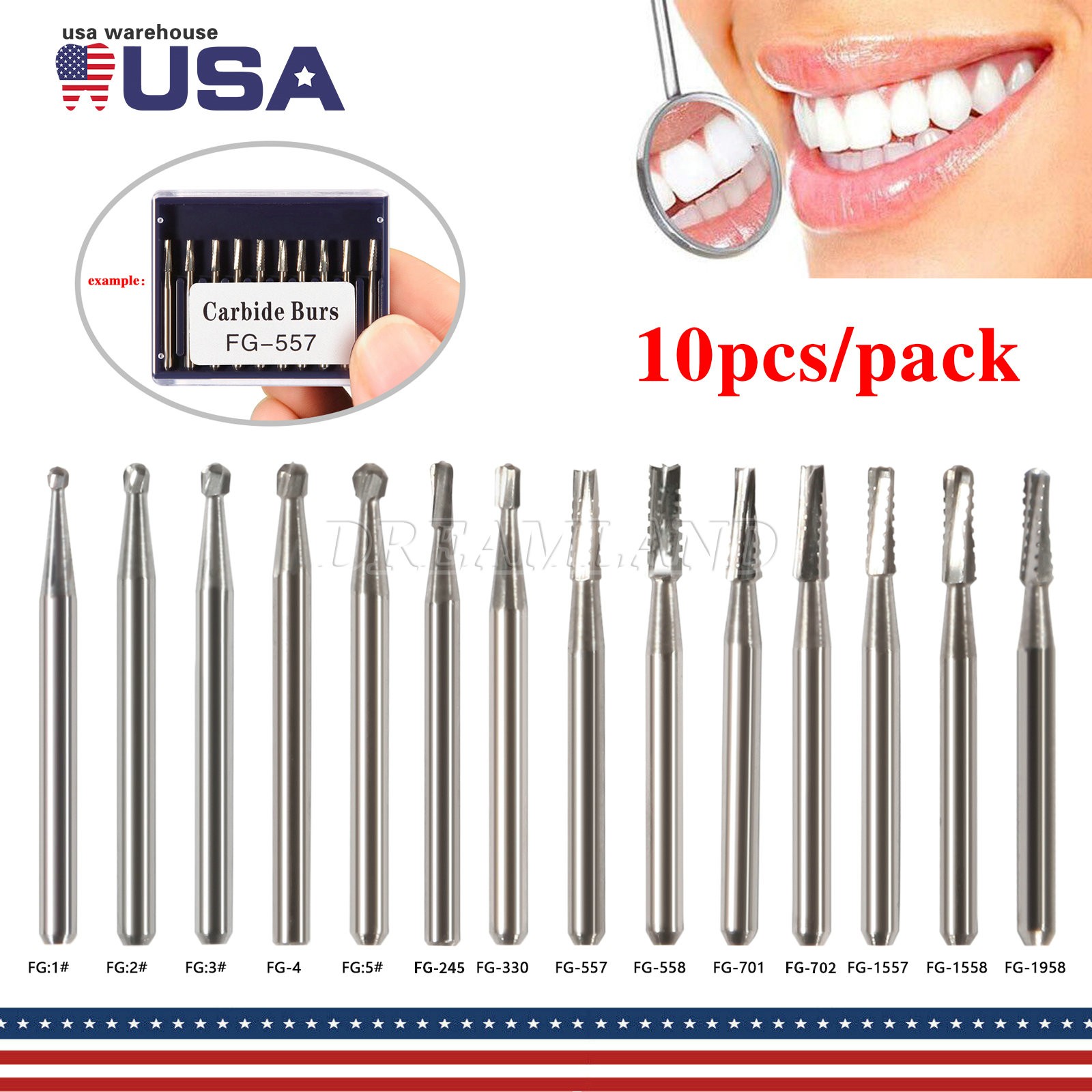 10pc/1pack Fresas de acero de carburo tungsteno FG redondas Drill Alta velocidad