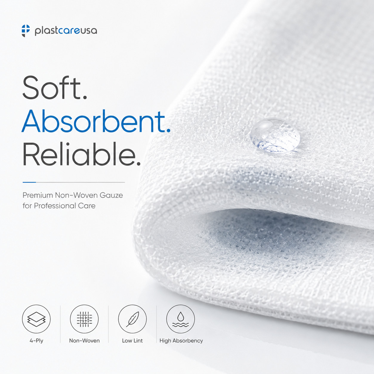 2×2 Non Woven Sponges 4-Ply, Non-Sterile Cotton Dental Gauze (1000 Pack)