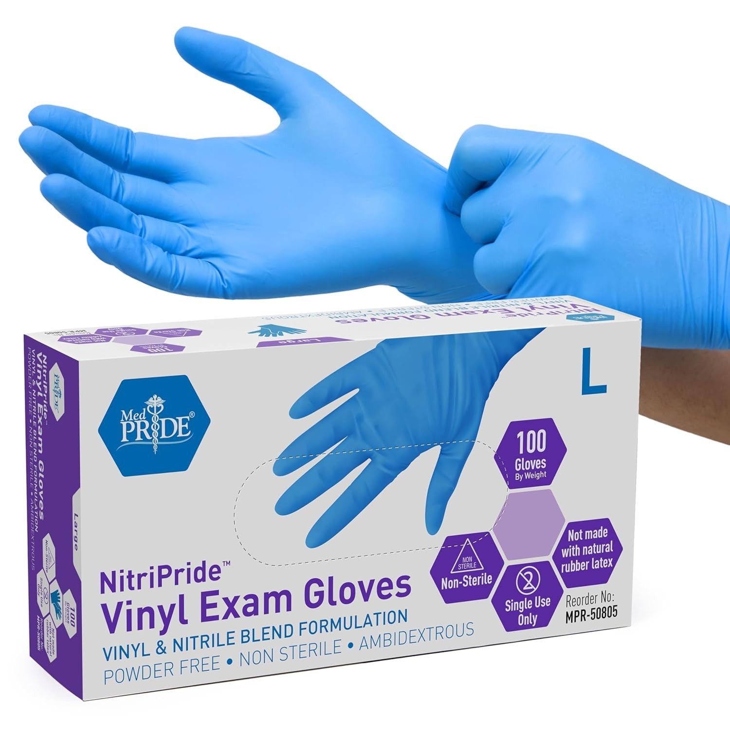 Disposable Blue Nitrile/Vinyl Gloves – Comfort Fit for Medical & Everyday Use