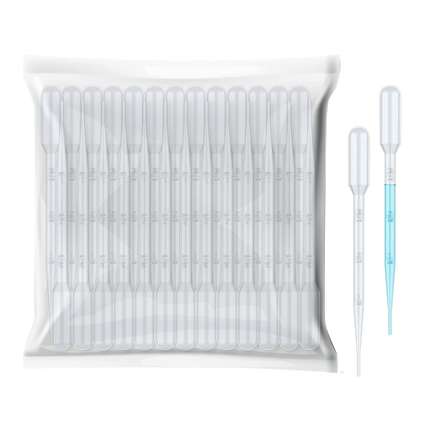 100Pcs 3Ml Disposable Plastic Transfer Pipettes Calibrated Dropper