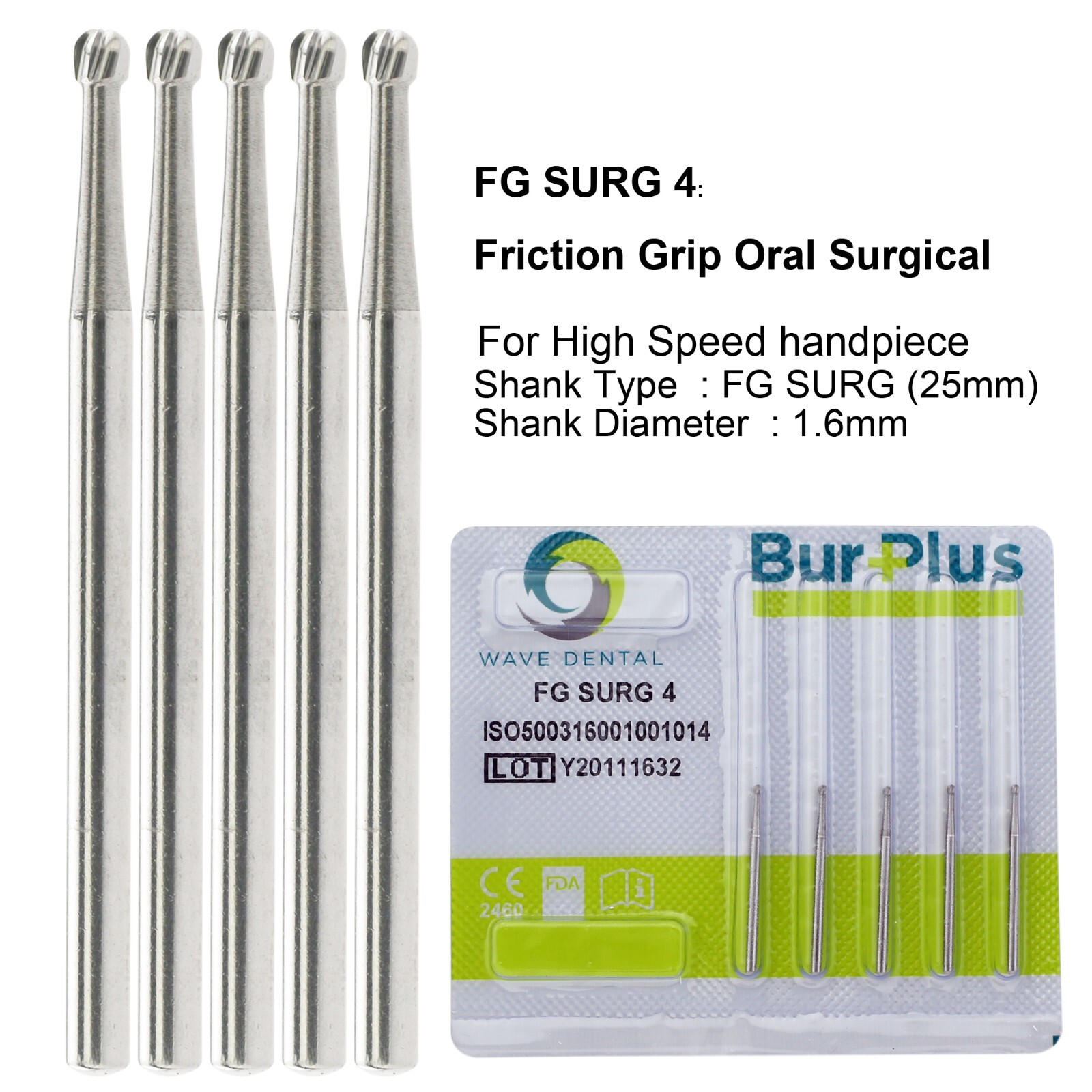 Wave Dental Surgical Burs Round 2 4 6 8 1/4 FGOS SL Carbide 25mm For High Speed