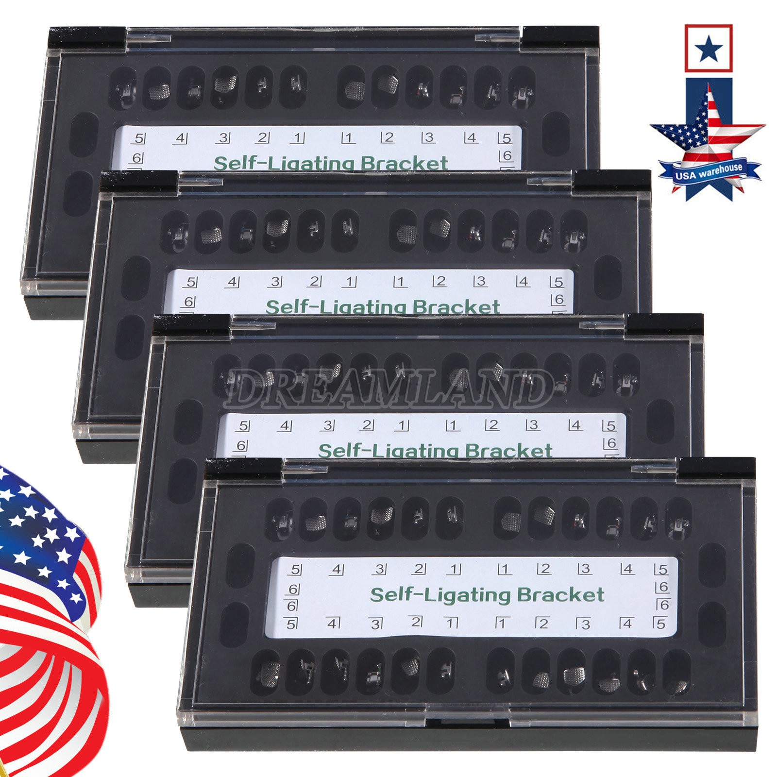 5 Packs Dental Brackets Self Ligating Orthodontic MBT.022 Hooks 345
