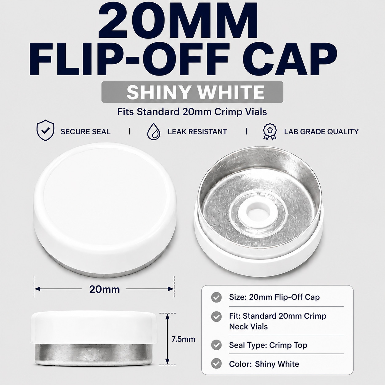 20mm Vial Flip Off Caps Aluminum Seals Assorted Colors 1000 Pack USA Seller