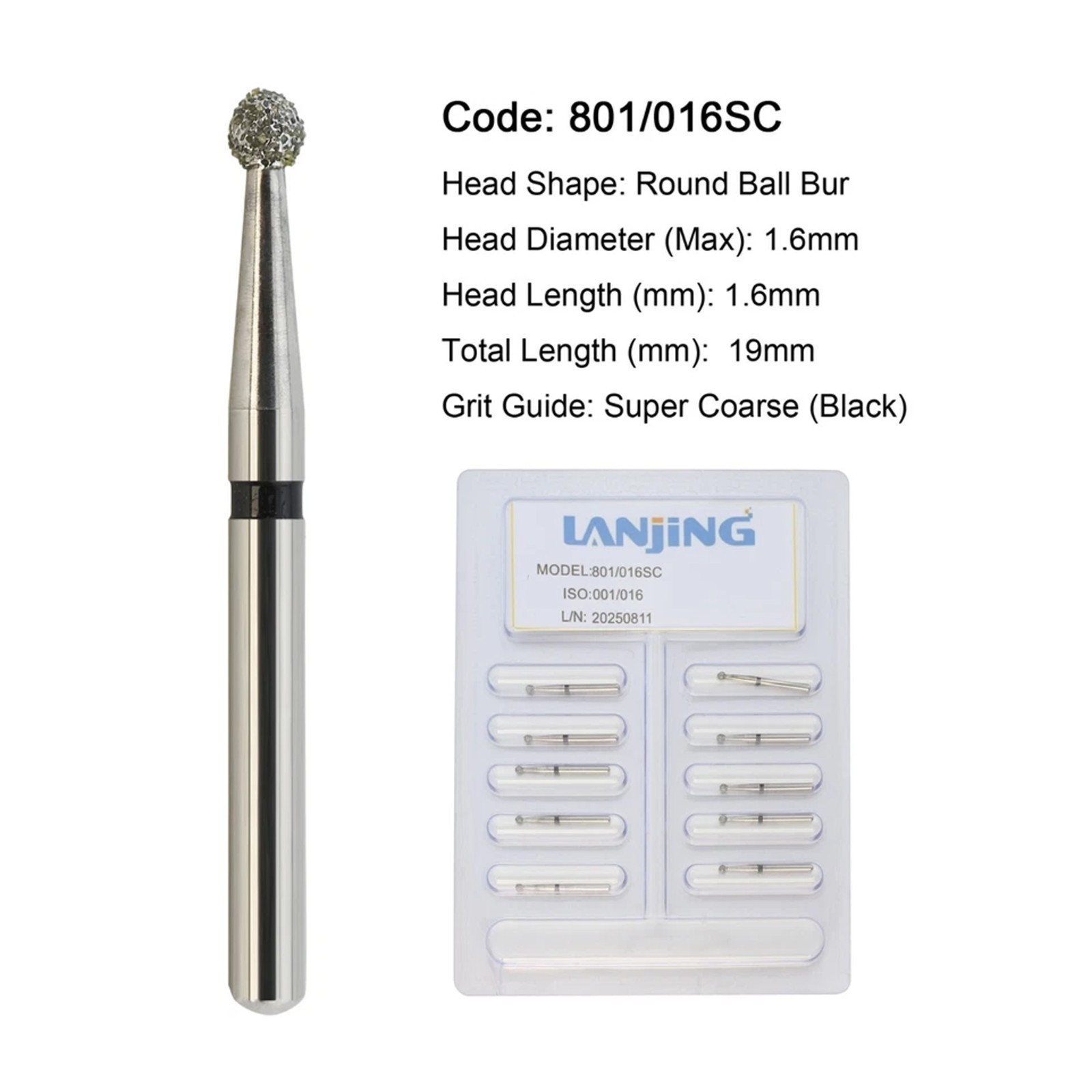 Dental Burs Diamond Round End Taper Surgical Long Ball Barrel FG for High Speed