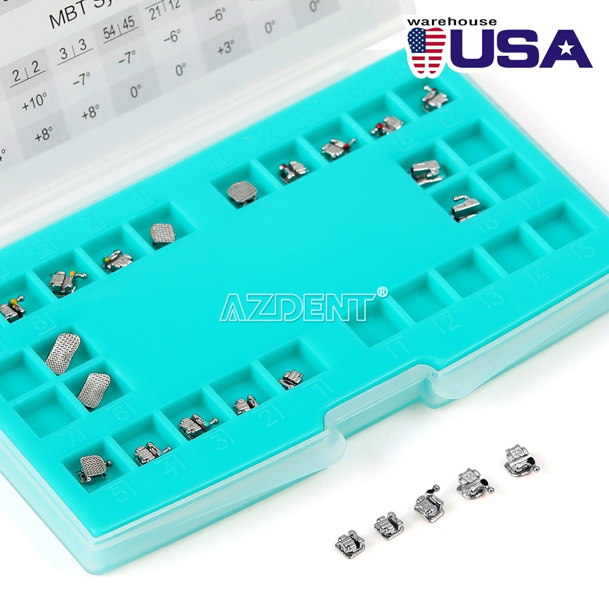 AZDENT Orthodontic Dental Self-ligating Bracket Braces Mini Roth 0.022 Hooks 345