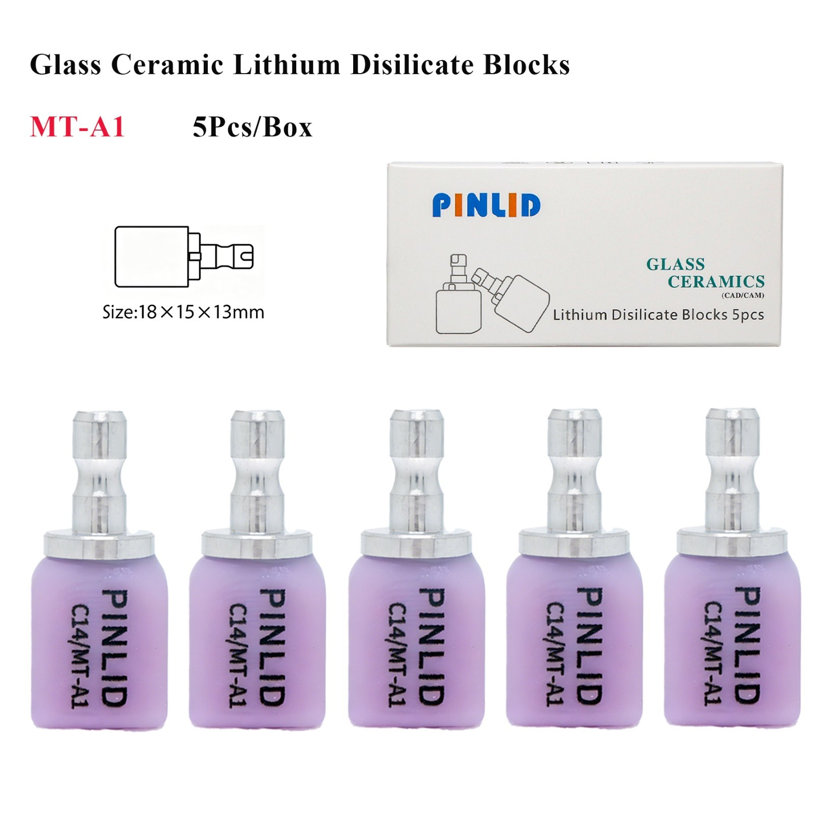 US 5PCS C14 MT Dental Emax Glass Ceramic Blocks Lithium Disilicate CEREC CAD/CAM