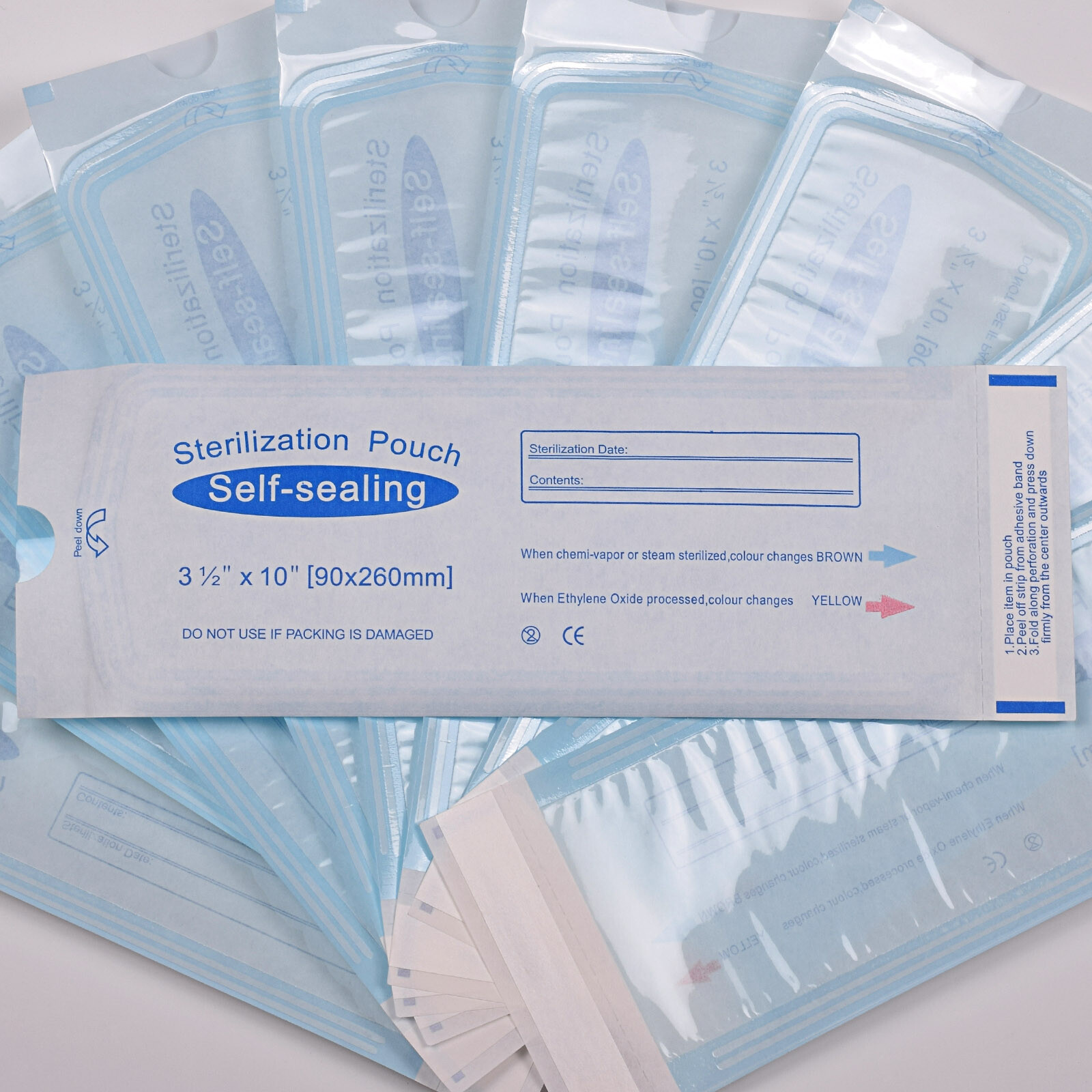200pcs Dental Pouch Bags Self Sealing Sterilization For Dental Nail Tools (1bag)