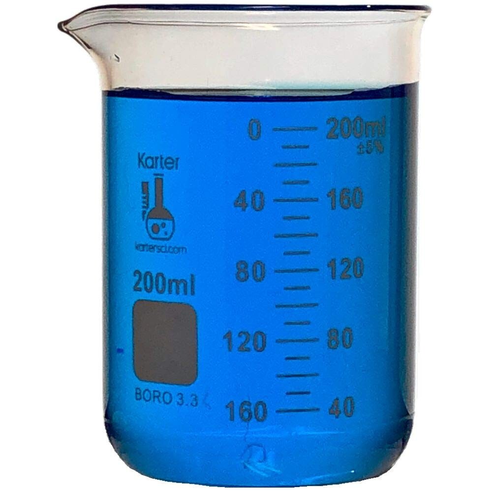 200ml Glass Beaker, Griffin Low Form, Graduated, Karter Sci 232Q1 (Pack 48)