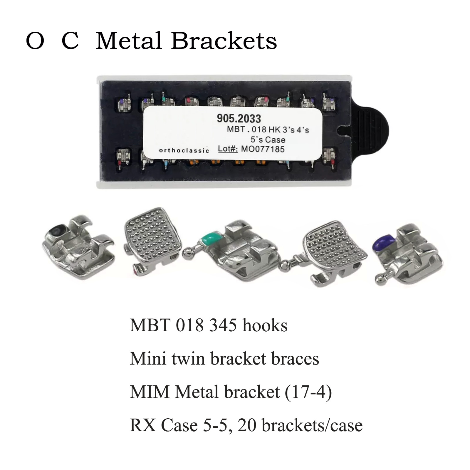 Dental Orthodontic Brackets Metal Brace MIM MINI Roth MBT 022 018 345 With Hooks