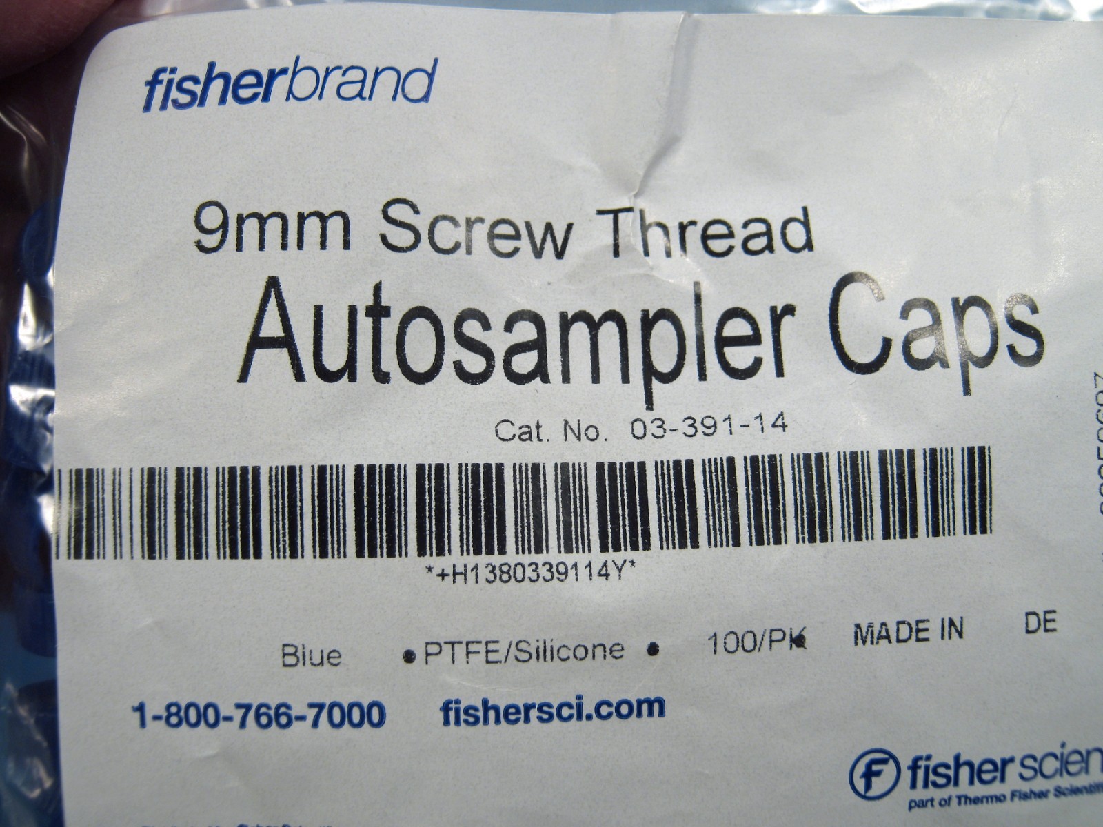 FISHERBRAND 9mm SCREW THREAD AUTOSAMPLER CAPS X100 NEW OLD STOCK FREE SHIPPING
