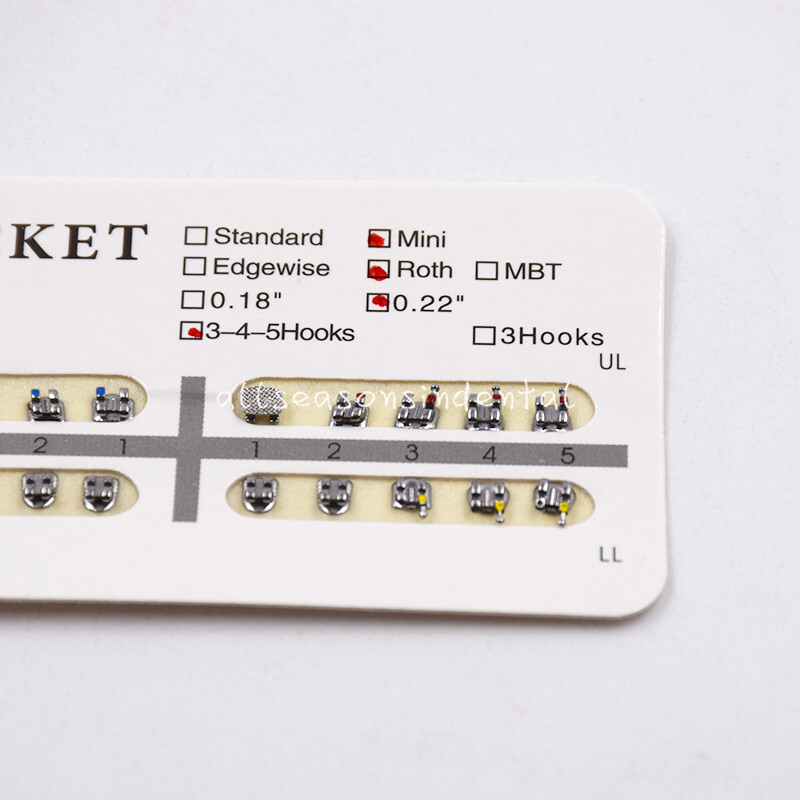 1 Bag Dental Orthodontic Metal Brackets Braces Mini Slot.018/022 No/3 /345 Hooks