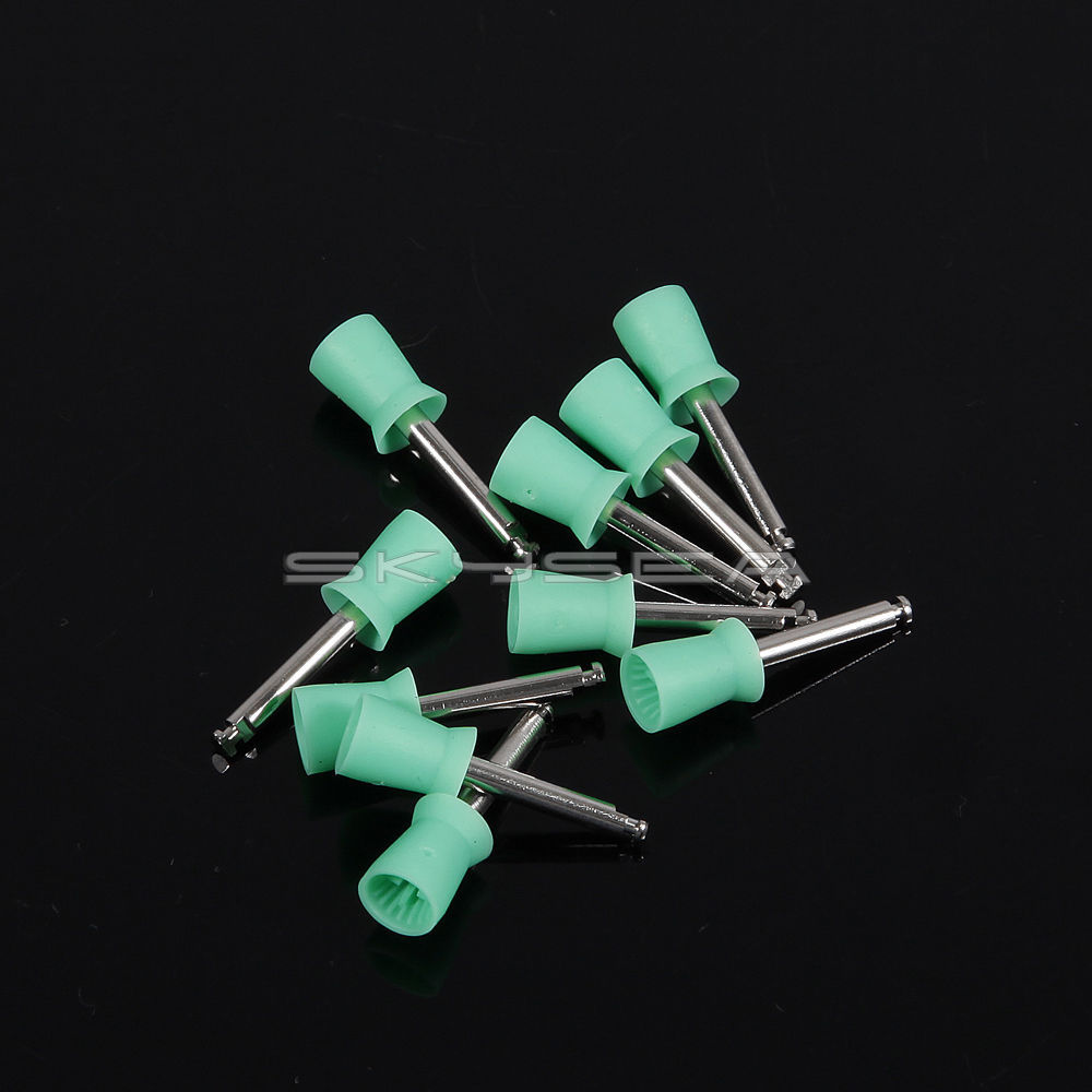 100 pieces Dental Rubber Prophy Tooth Polish Polishing Cups Latch Type Green NJ