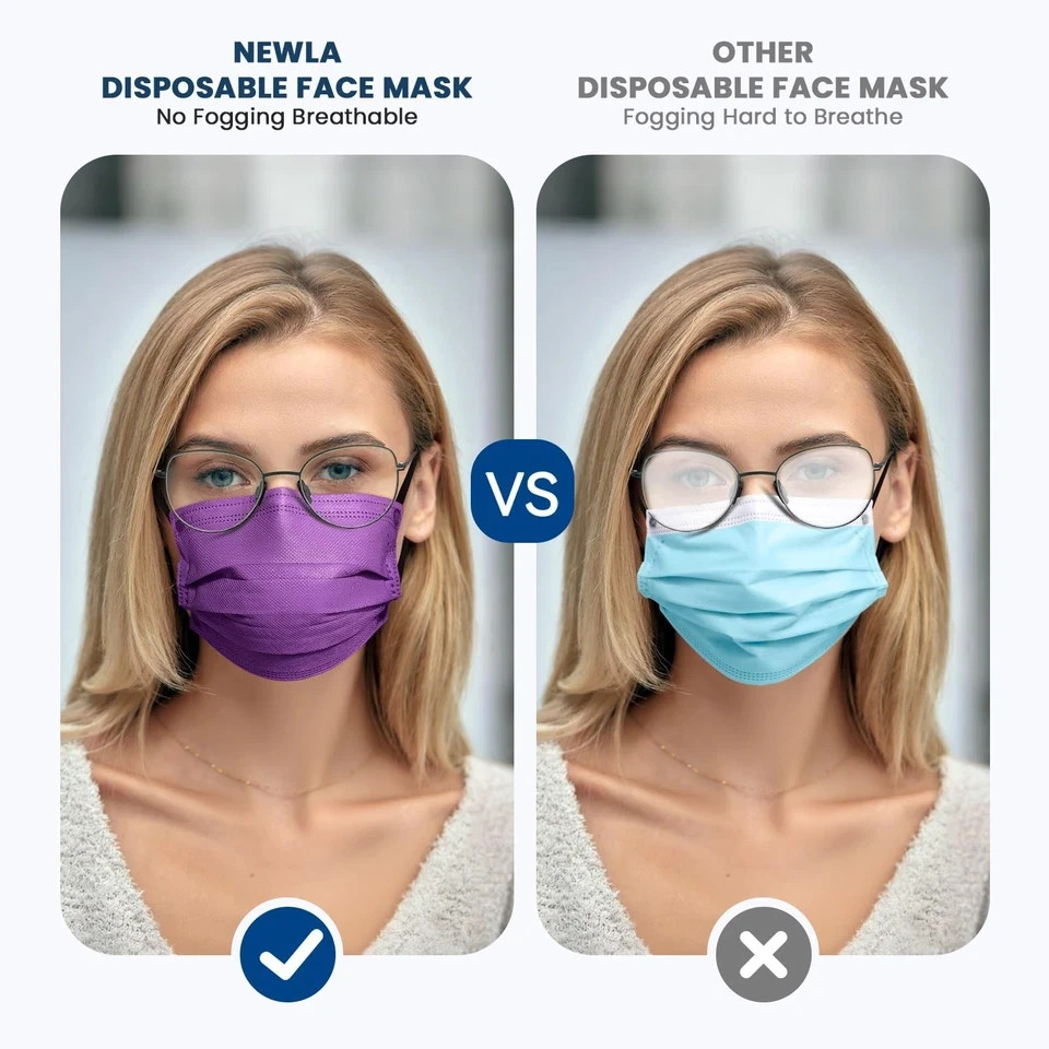 Disposable Face Mask for Adults – 4 Ply Protection, Individually Wrapped 50 Pack