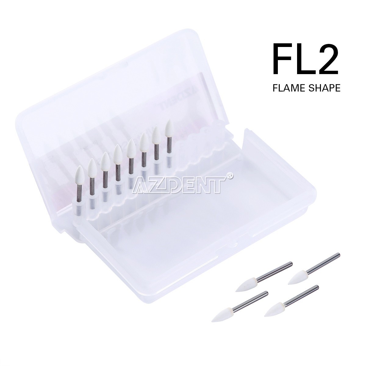 36pcs AZDENT Dental Flame White Stone Polishing FG Burs Abrasion Point Bur FL2