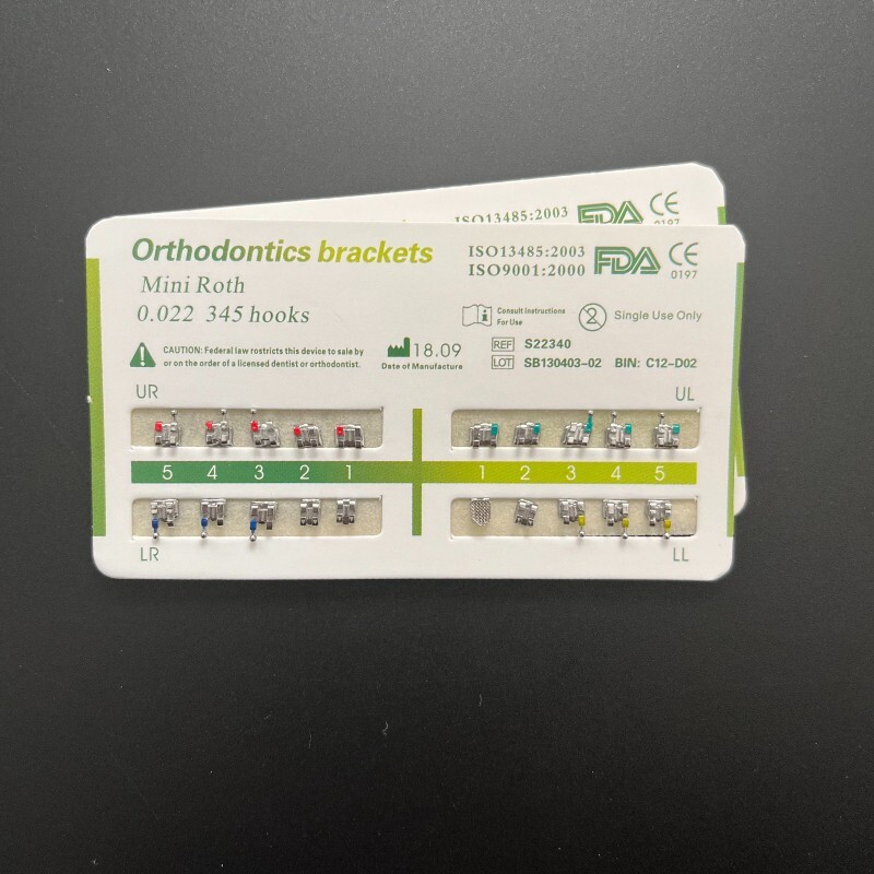1-200Sets Dental Orthodontic Metal Brackets Mini Roth 022 345 hooks Mesh Base