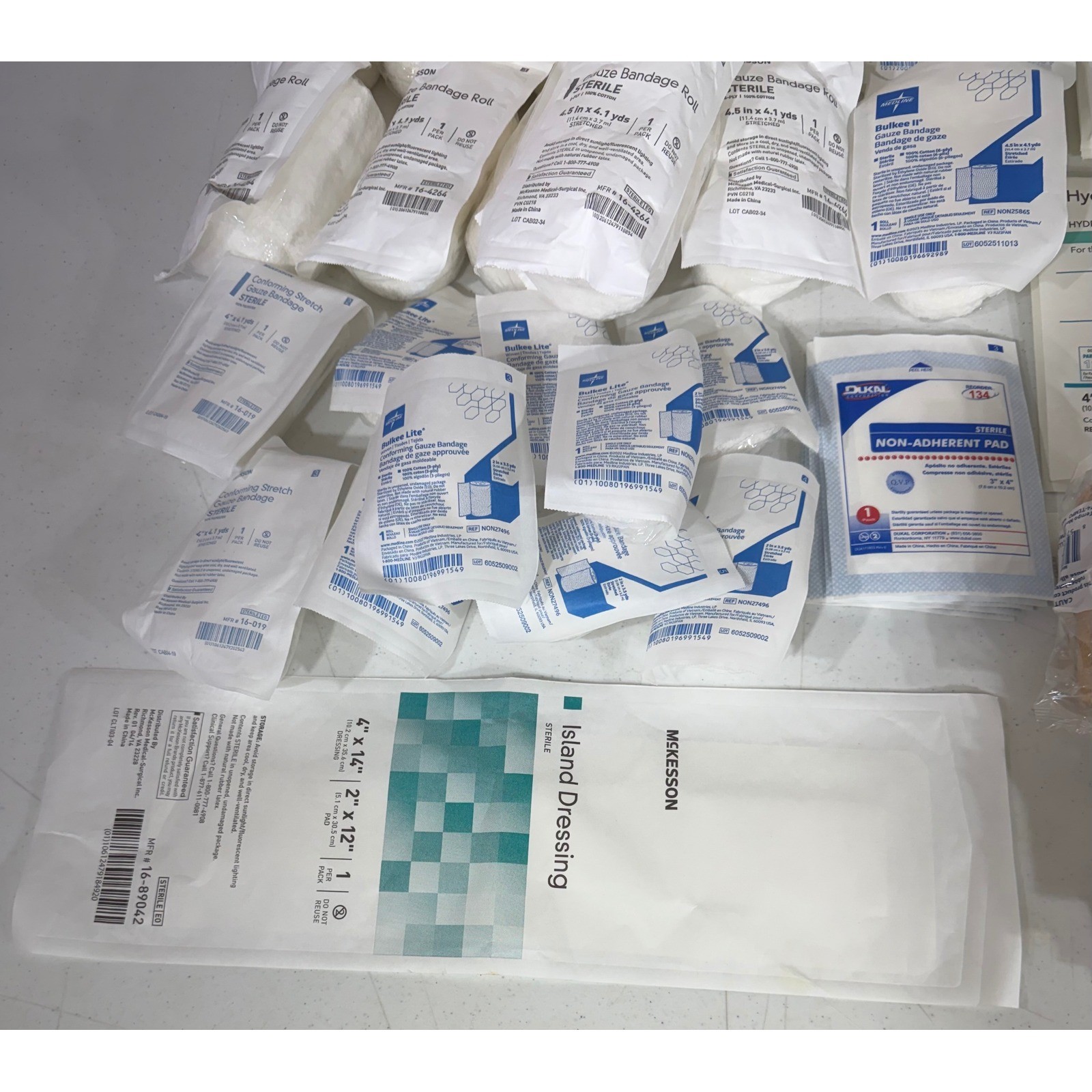 Large Wound Care Medical Supply Lot Mixed Sizes White Sterile Bandage Dressing