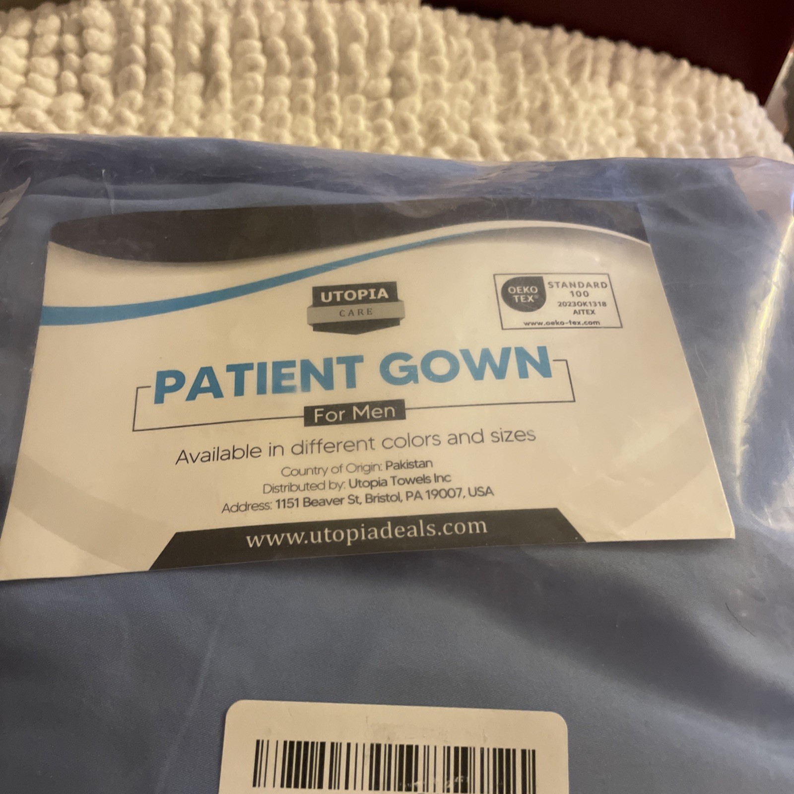 Utopia Care Patient Gown for Men Medium Blue Size (M/L)