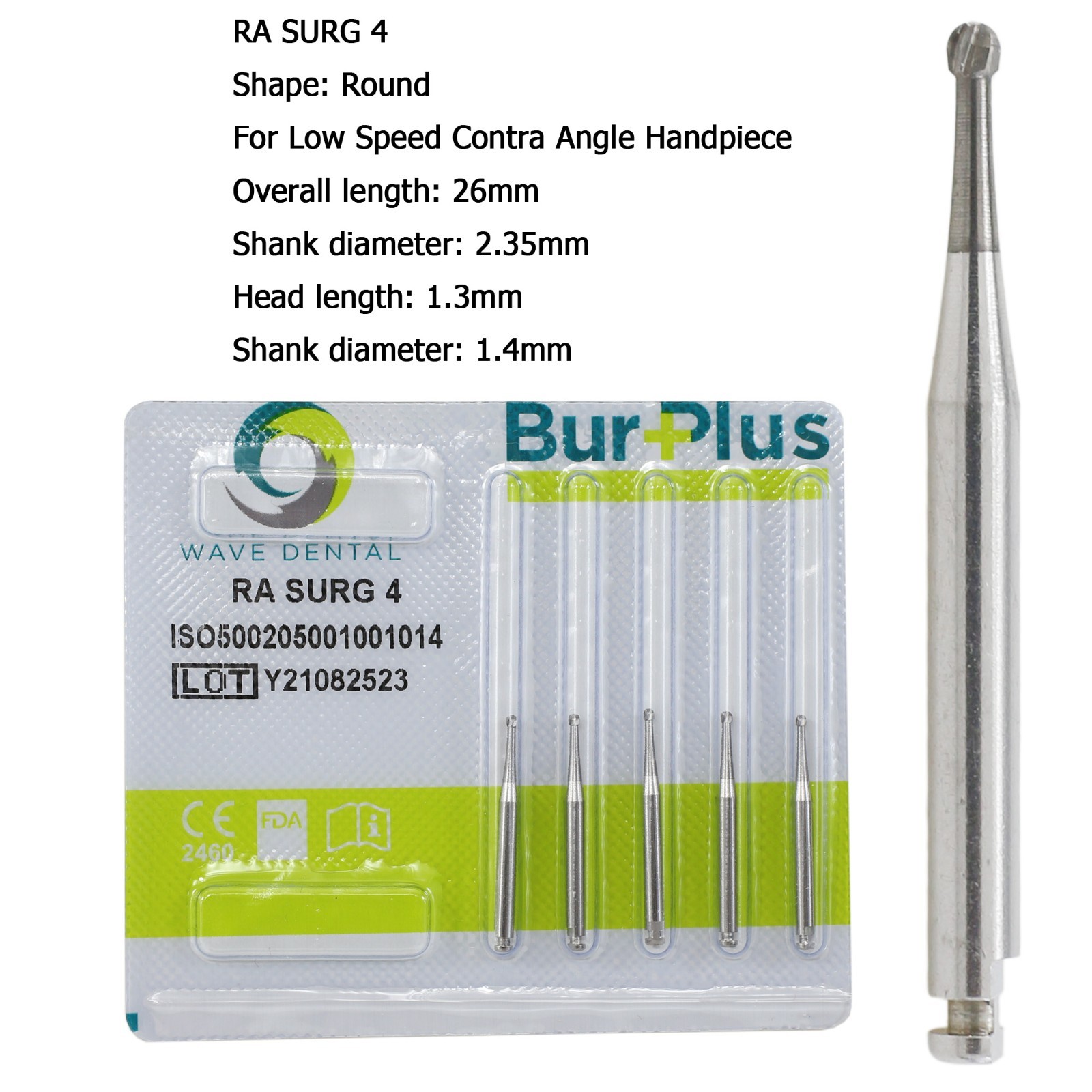 Wave Dental Carbide Round Latch Burs Surgical Burs RA Slow Speed Long 26mm 22mm