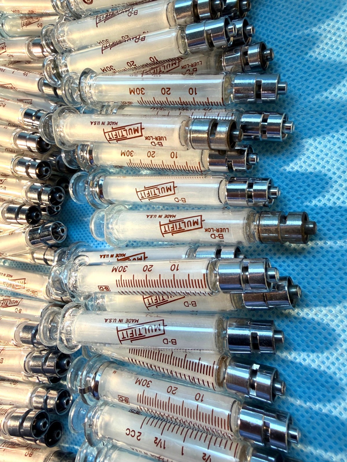 B-D Multifit 2cc / 2ml Glass syringe with luer lock tip, set of 3