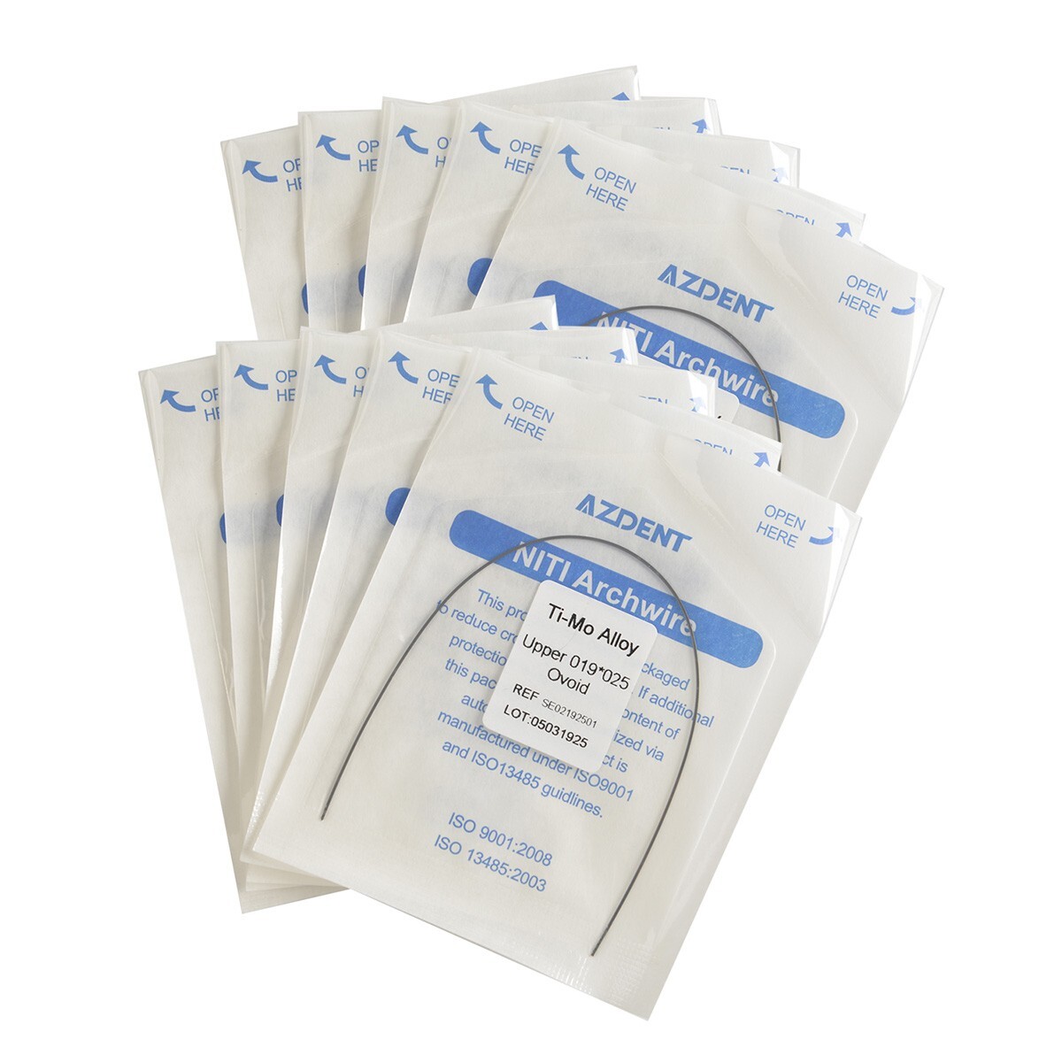 10 Packs AZDENT Dental Orthodontic TMA Alloy Rectangular Arch Wires 19X25 Upper