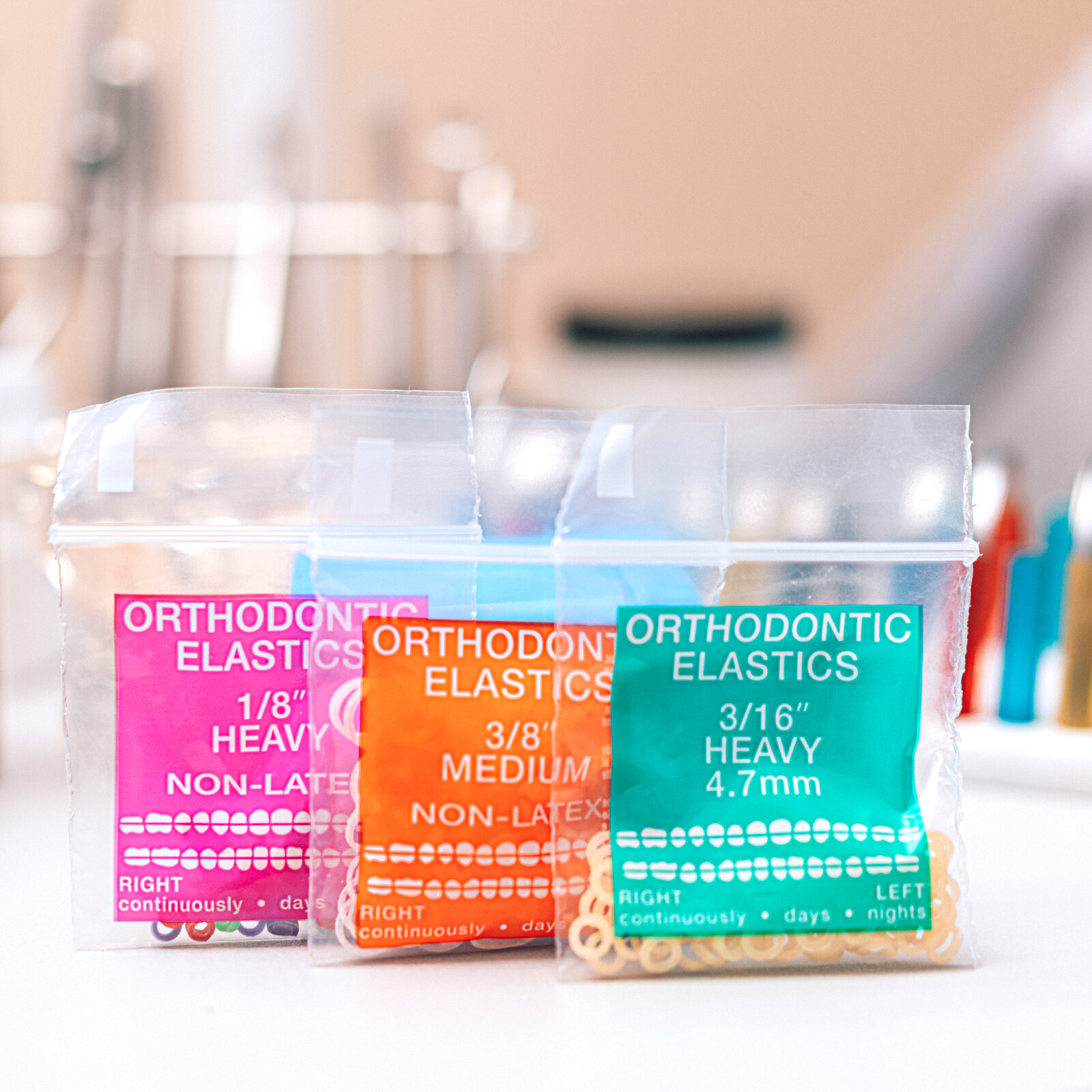 100PCS JMU Dental Orthodontic Intraoral Elastic Latex-Free Rubber Band Clear USA