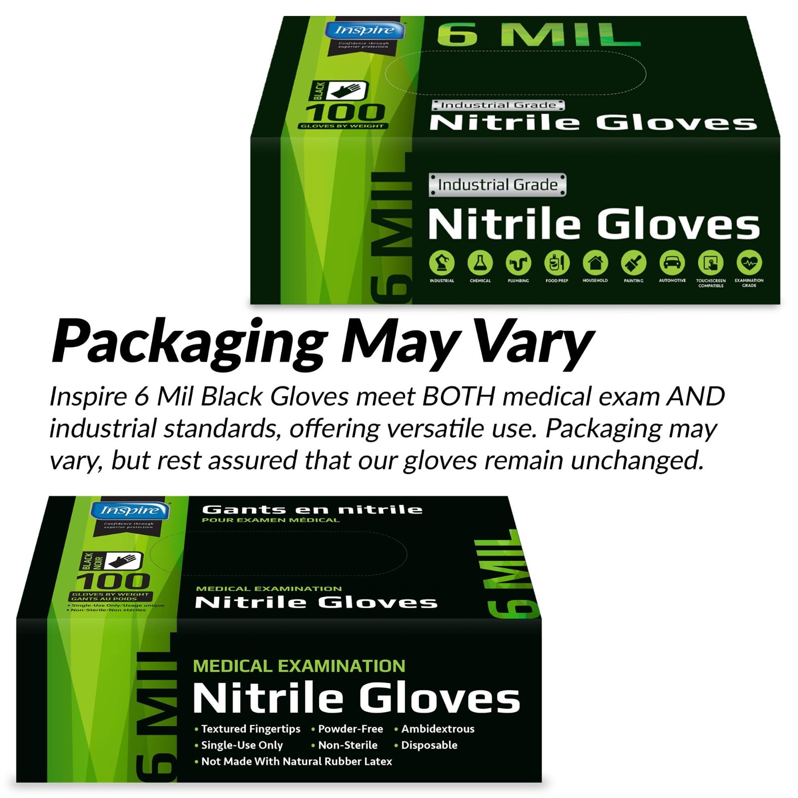 Heavy Duty Disposable Nitrile Gloves | Latex Free, 6mil Black & 8mil Orange | Fo