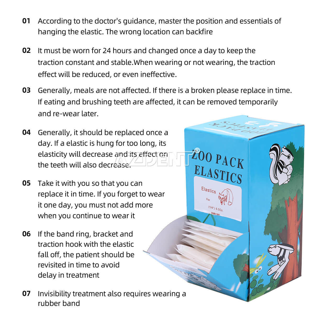 5000pcs AZDENT Dental Orthodontic Elastics Bands Force 3.5 OZ,5/16″ Zoo Pack