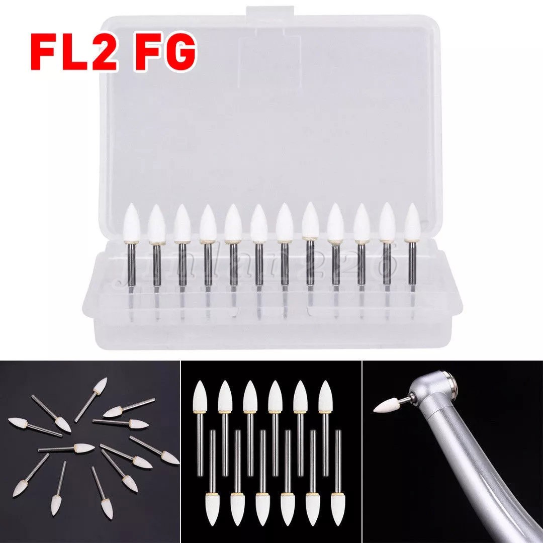 Dental White Polishing Stones – Flame FL2 FG – Arkansas Stone – Meta – 12 pieces