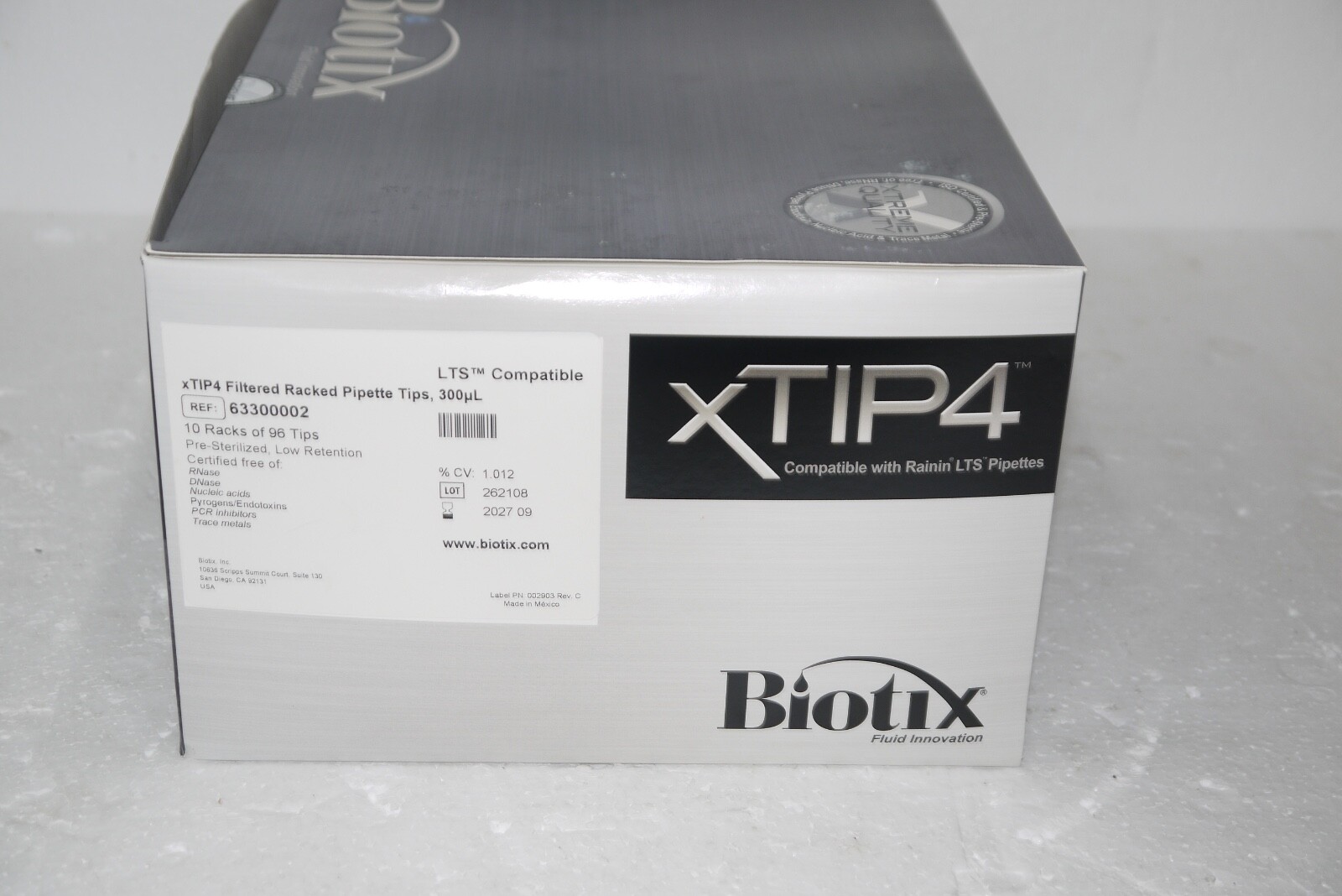 Biotix 63300002 300 uL Racked Low Retention Pipette Tips EXP 09-2027 768 pcs New