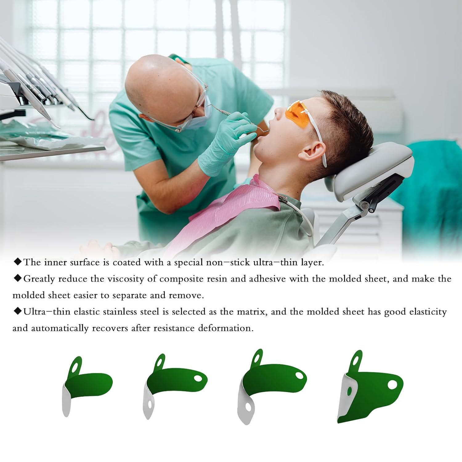 Dental Matrix Bands PTFE Non-Stick Coating Sectional Contoured Metal Matrices US