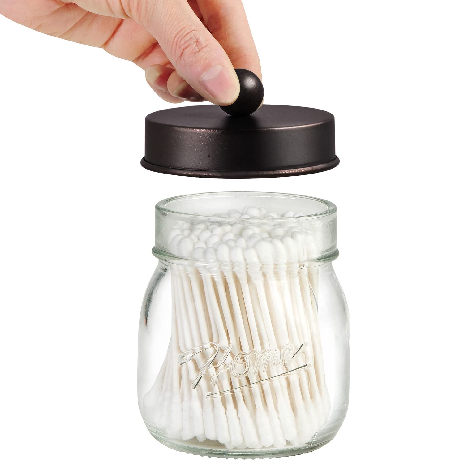 SheeChung 3-Pack Qtip Holder Bathroom Organizer, Cotton Swab Dispenser Jars Deco