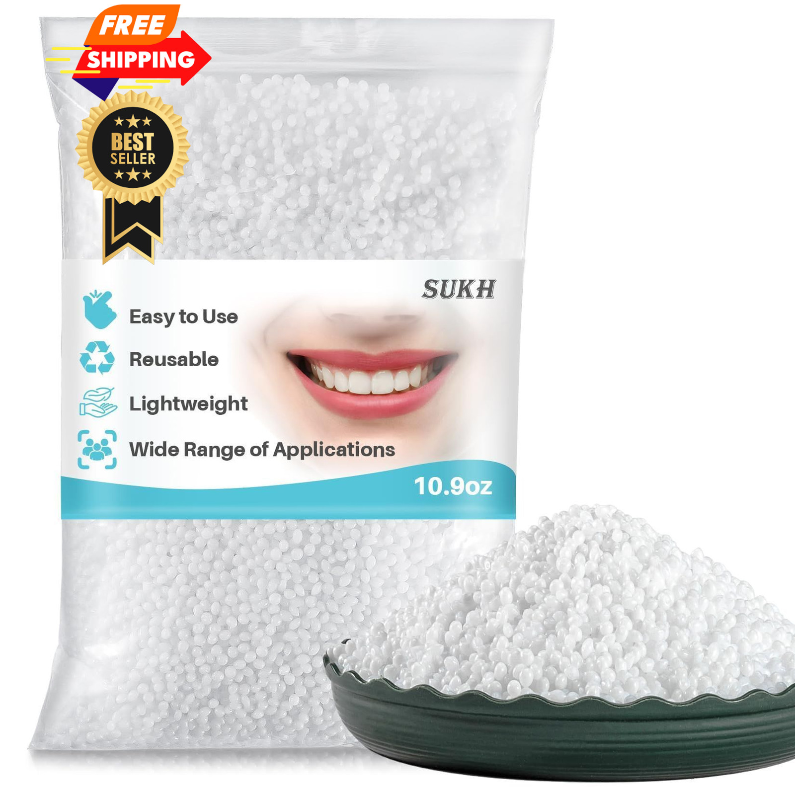 Sukh 10.9oz Moldable False Teeth Beads – Tooth Repair Kit,Repair Small, White