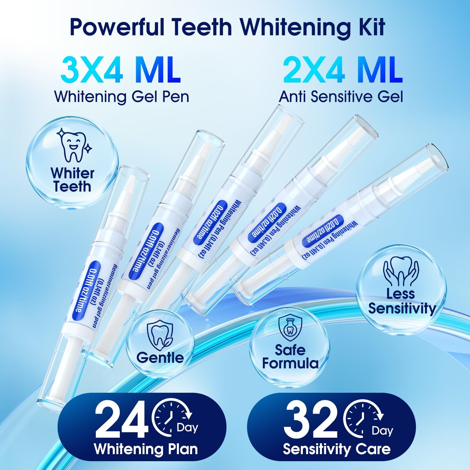 Teeth Whitening Kit with LED Light – 3 0.68 Fl Oz (Pack of 1), White