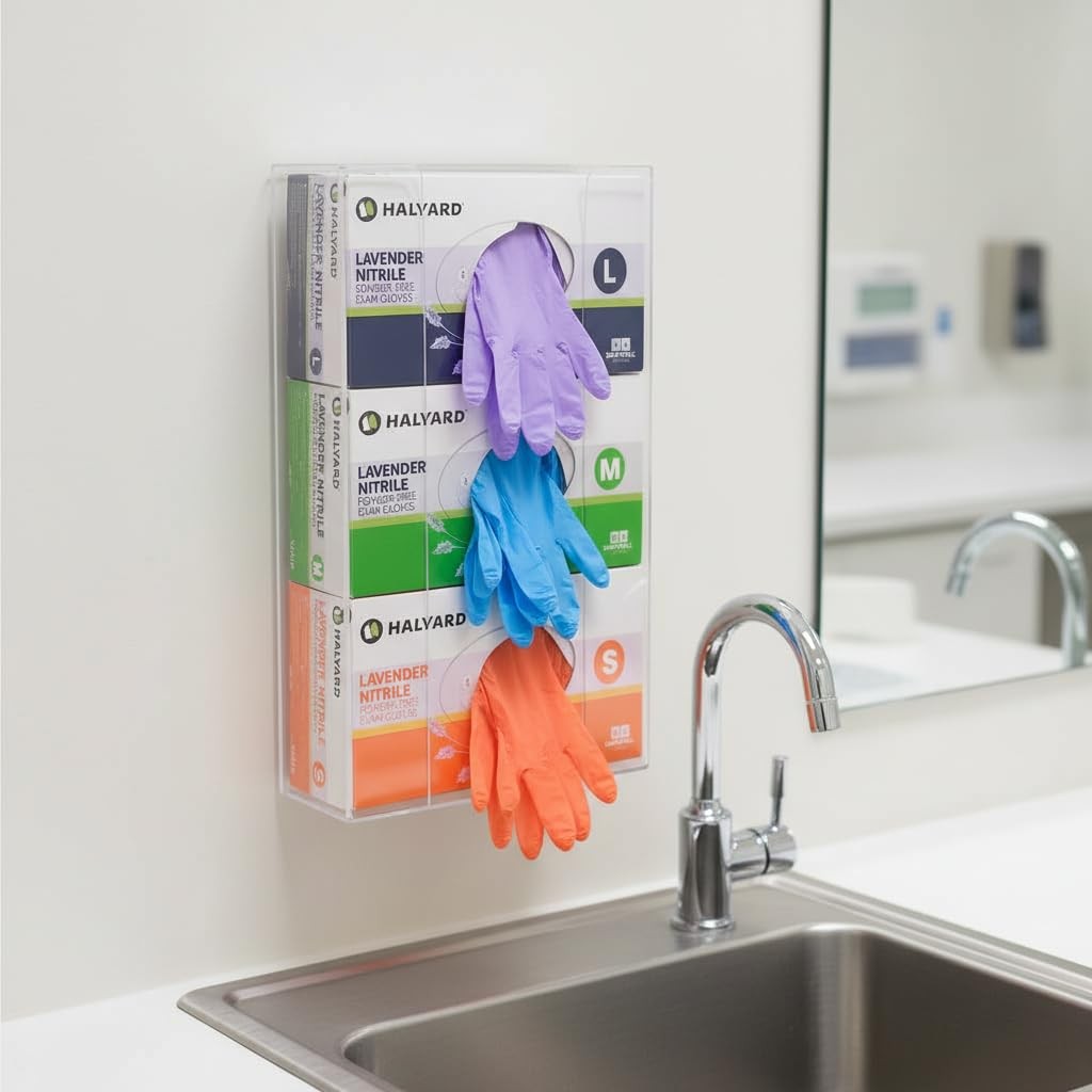 Azar 255630 Acrylic Gloves Box Dispenser Holder Wall Mount – Glove and Facial…