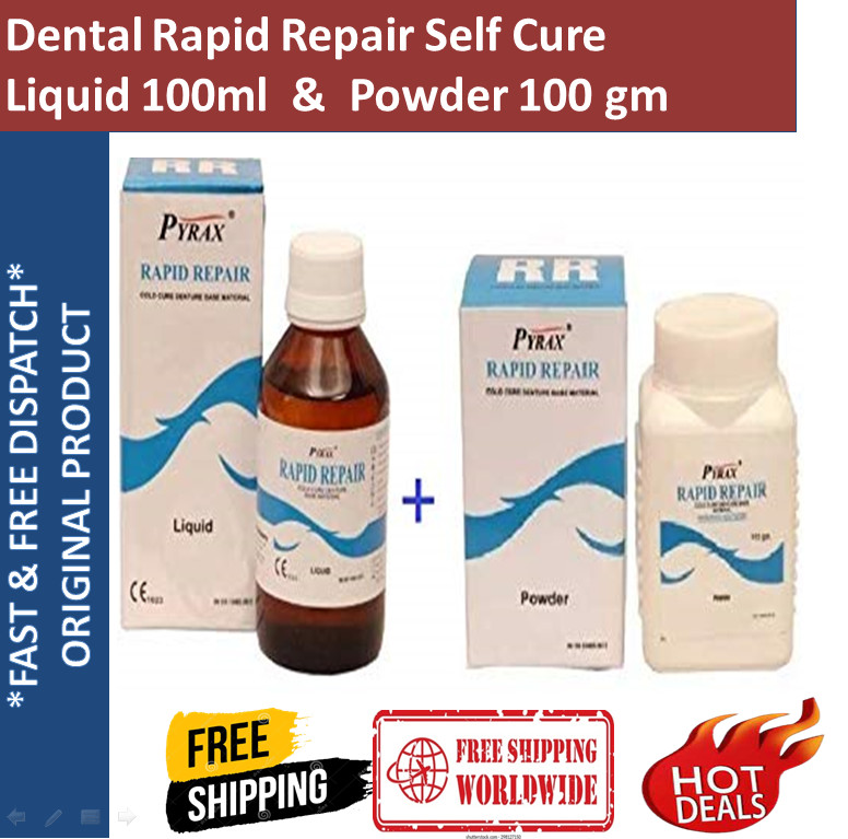 Dental Rapid Repair Self Cure Liquid 100ml & Powder 100 gm For Acrylic Denture
