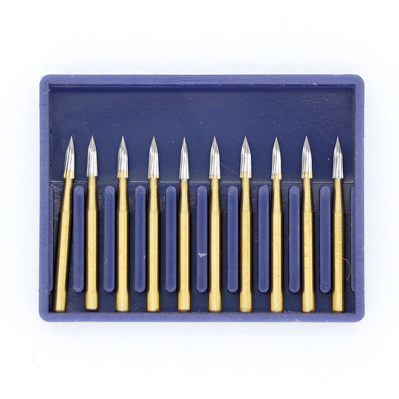 10 Pcs Dental Tungsten Carbide Trimming & Finishing Burs Drill Smooth FG 7901