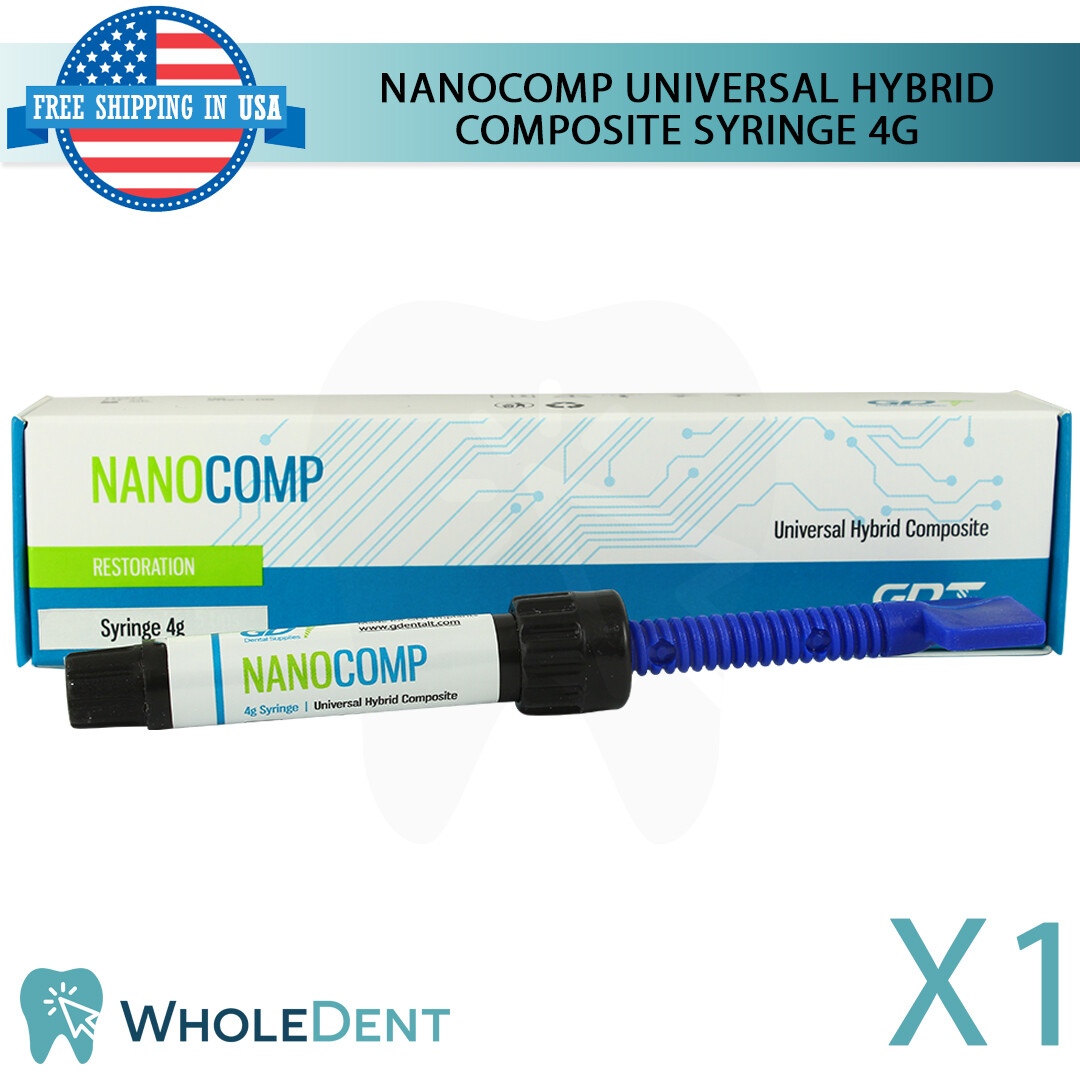 NanoComp Universal Hybrid Composite Dental Filling Syringe Restoration 4g Shades