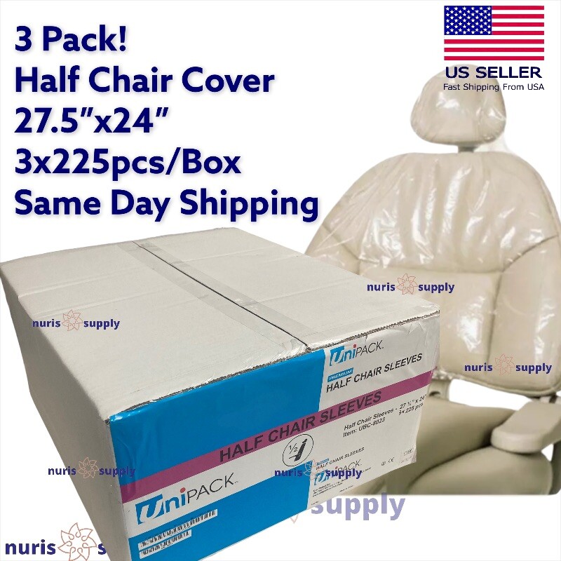 3 Pack in a Case Dental Half Chair Cover Clear Poly 27.5″x24″ 3x225pcs/Bx