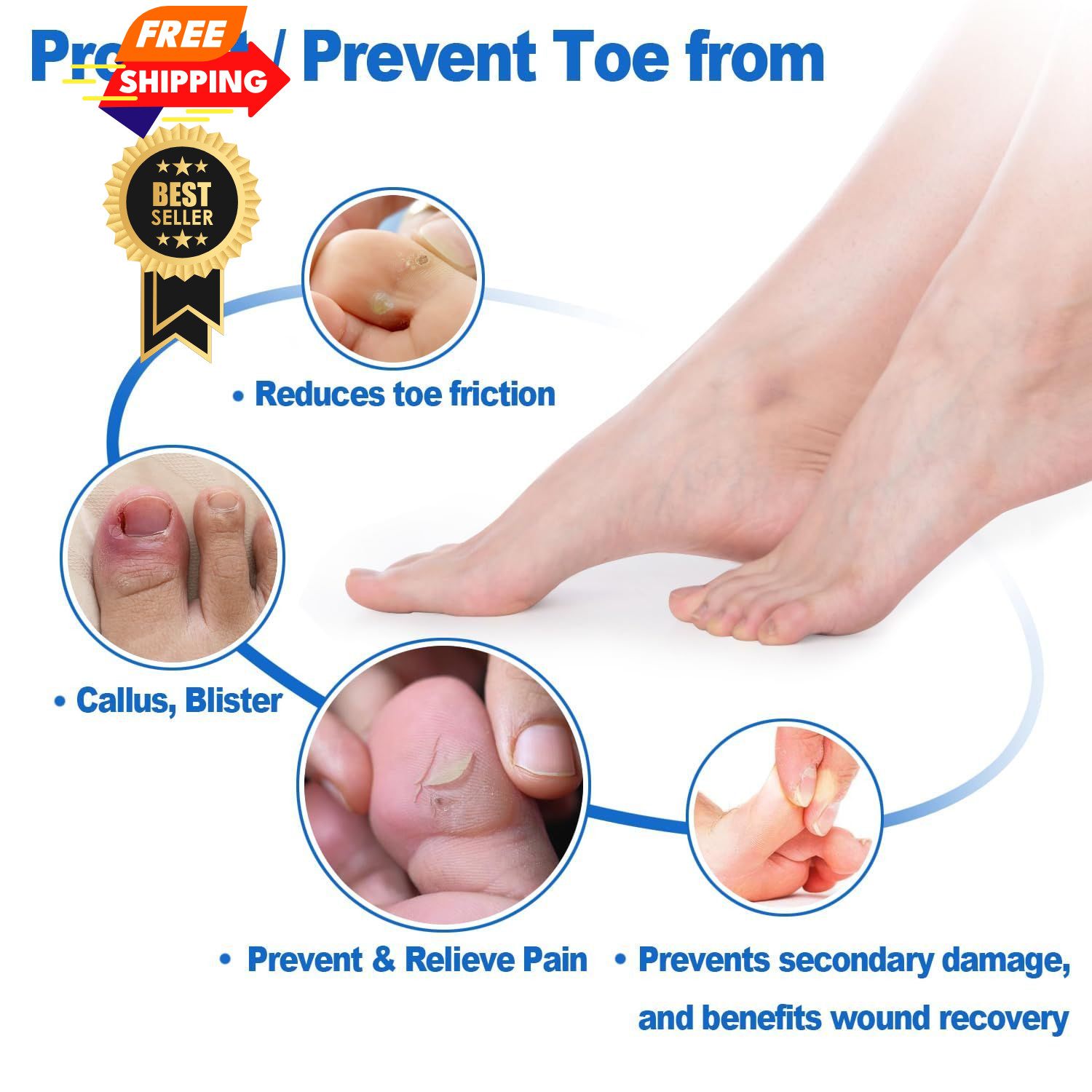 8 Pack Silicone Big Toe Protectors Women & Men (Toe Caps Beige-8 Pcs（large）