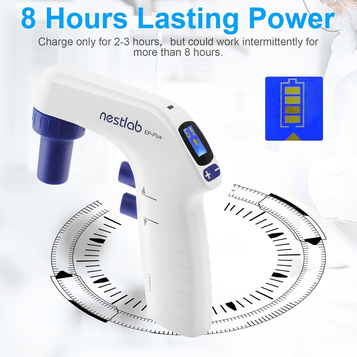 Lab Electric Pipette Controller 100ml LCD Screen 6 Adjustable Speed Dual Modes