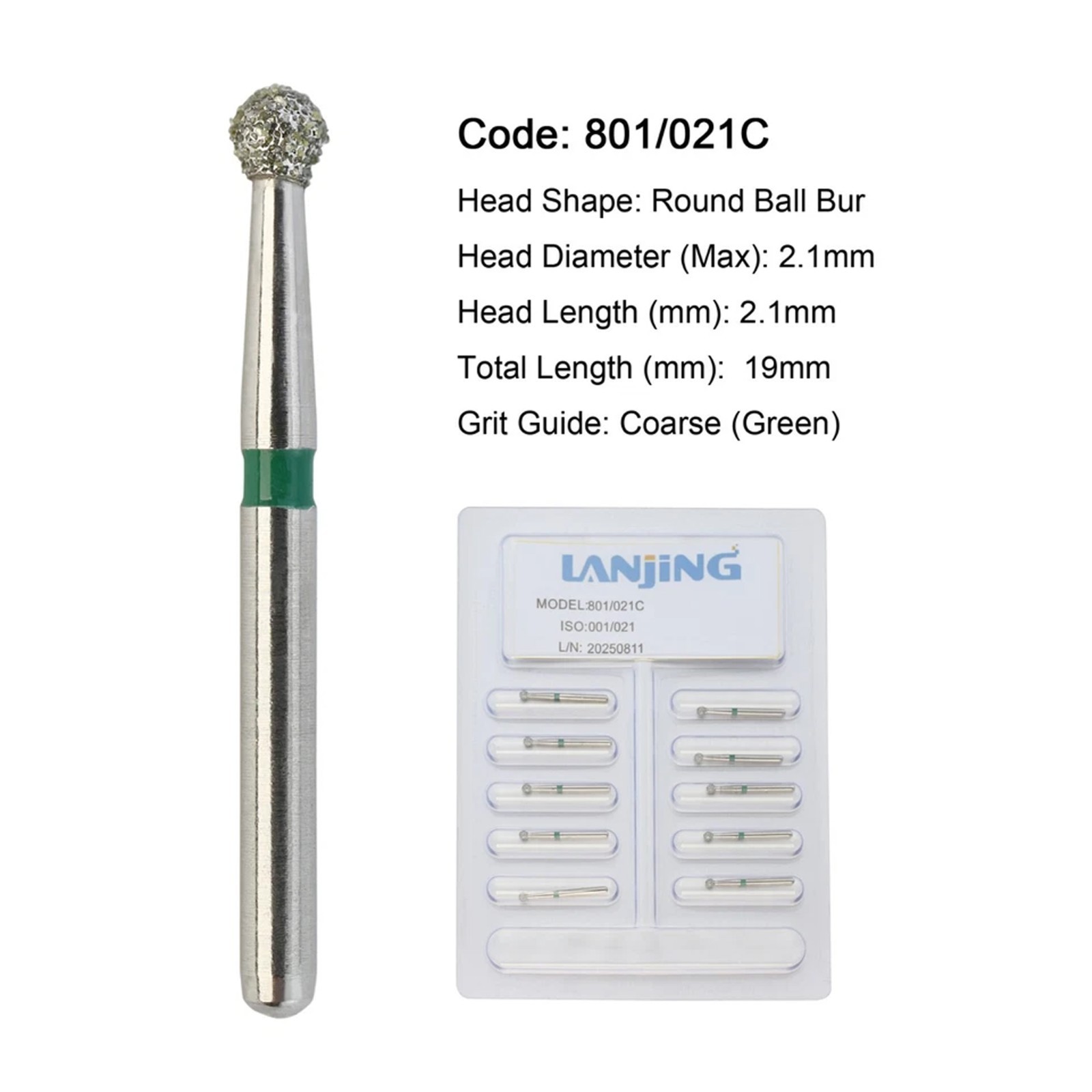 Dental Burs Diamond Round End Taper Surgical Long Ball Barrel FG for High Speed